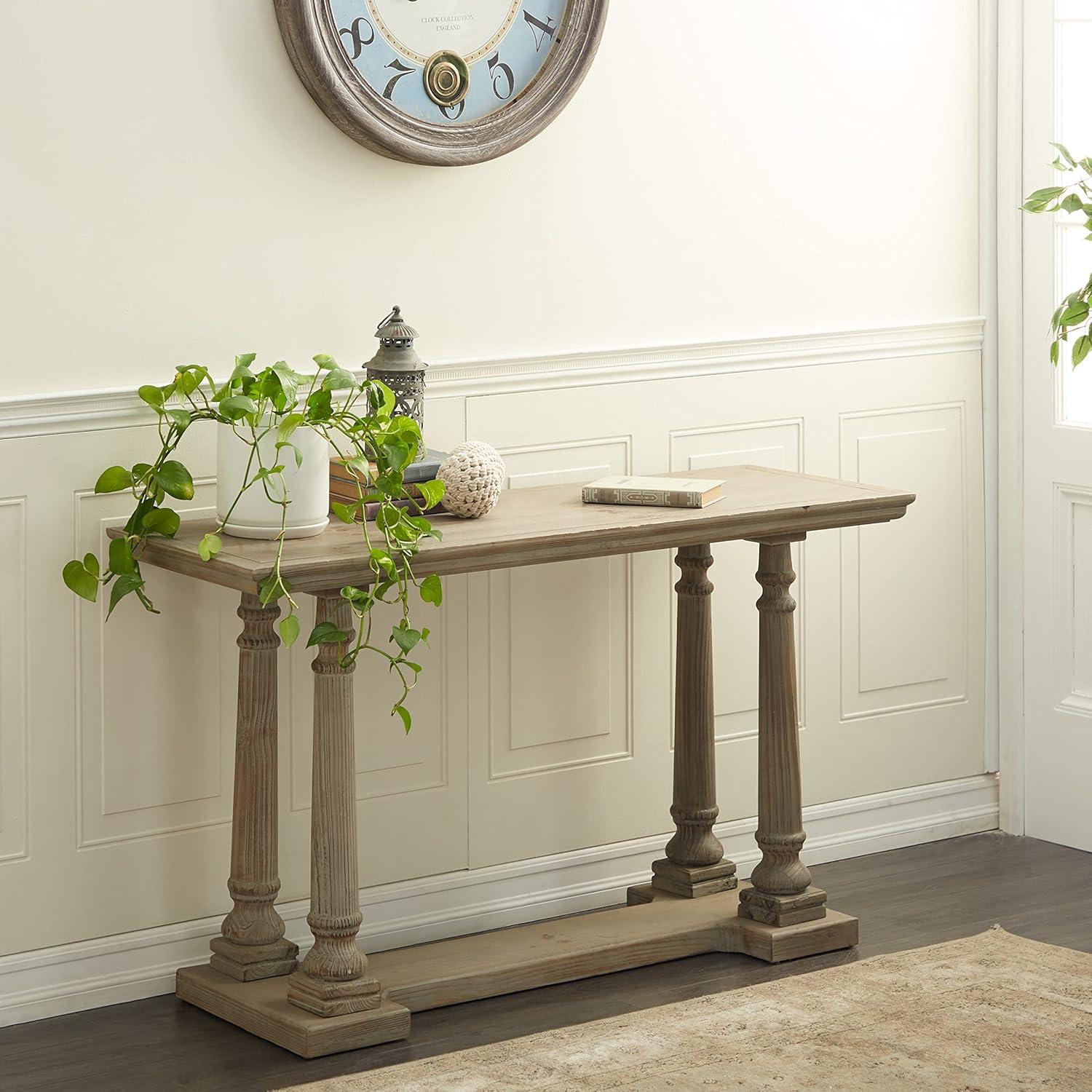 Wood Console Table Light Brown - Olivia & May: Rustic Fixed Shelf, Indoor Use
