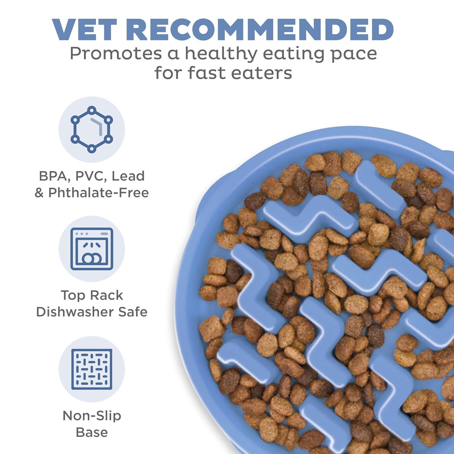 Outward Hound Outward Hound Fun Feeder Slow Bowl, Slow Feeder Dog Bowl, Blue