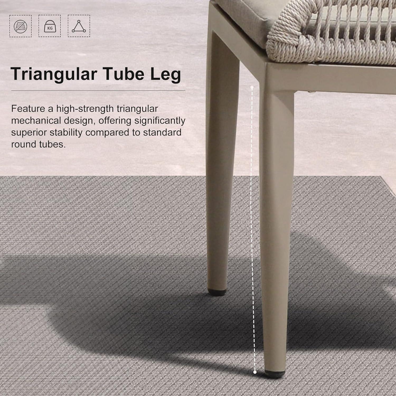 PURPLE LEAF 7 Pieces Patio Dining Set Aluminum Rectangular Table and Wicker Chairs with Cushions for Kitchen Porch Garden Modern Outdoor Furniture Sets, Beige and Dark Grey