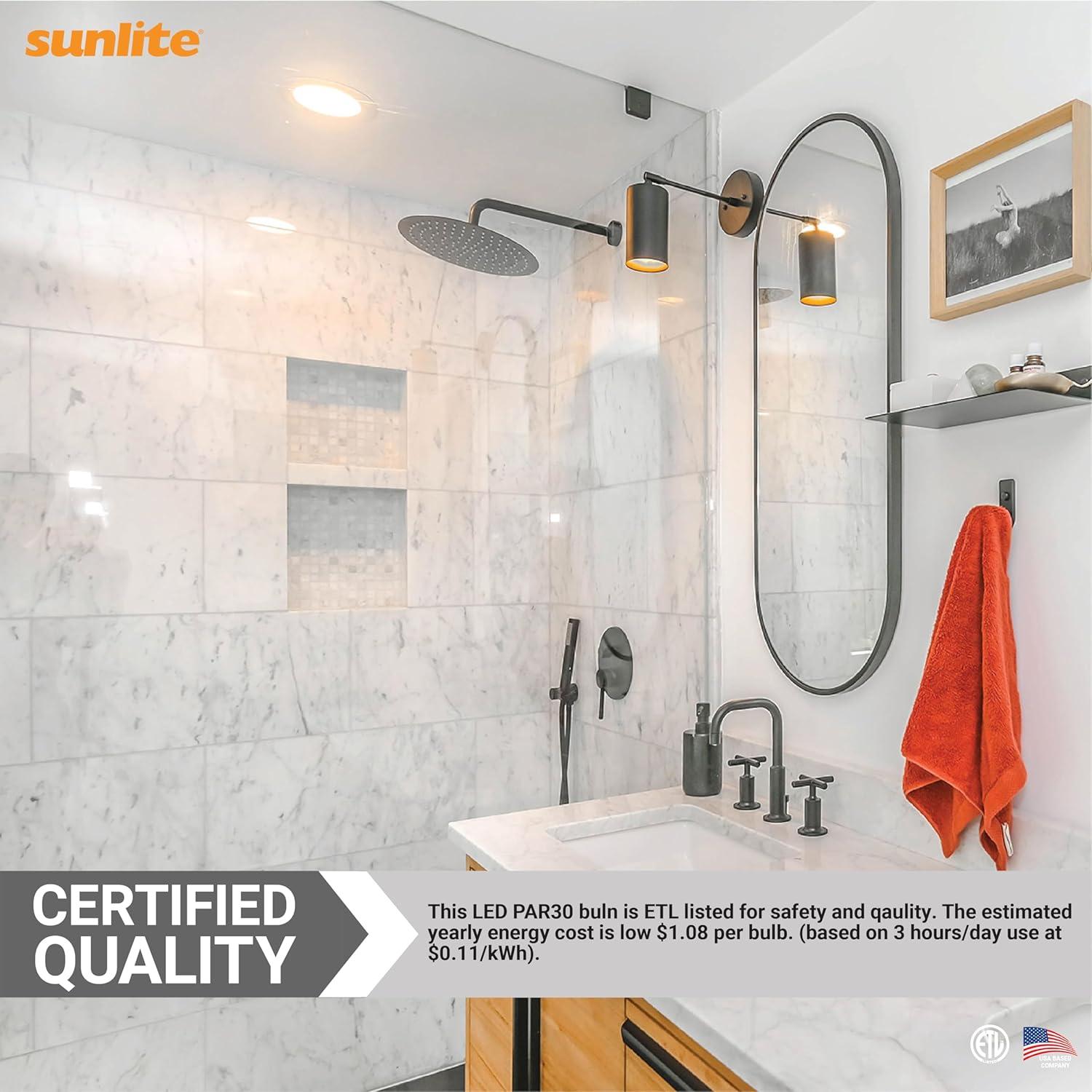 Sunlite LED PAR30 Short Neck Flood Light Bulb, 9 Watts, (75W Equivalent), 850 Lumens, Medium Screw (E26) Base, Dimmable, ETL Listed, 3000K Warm White, 6 Pack