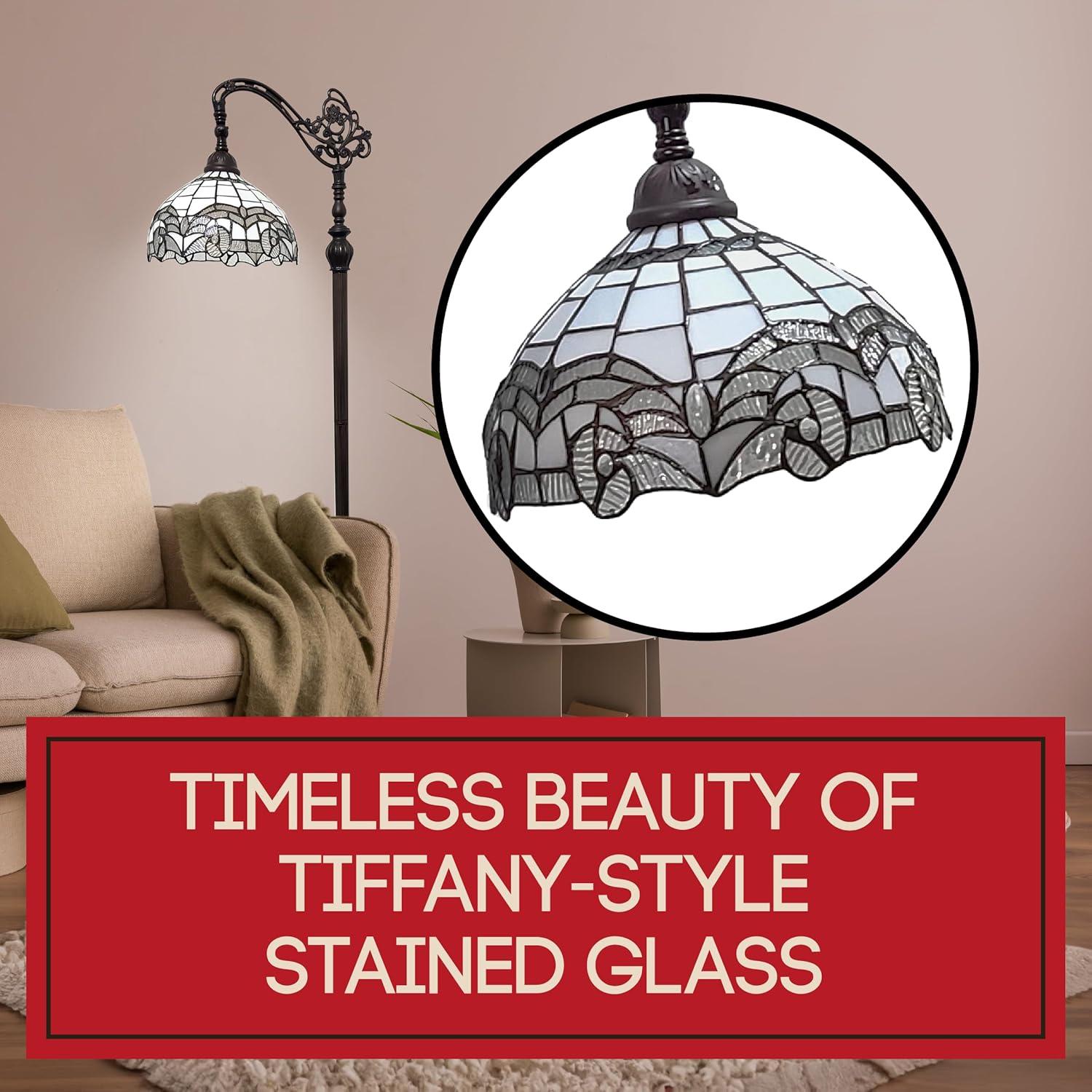 Amora Lighting Tiffany Style Jeweled Reading Floor Lamp 62" High