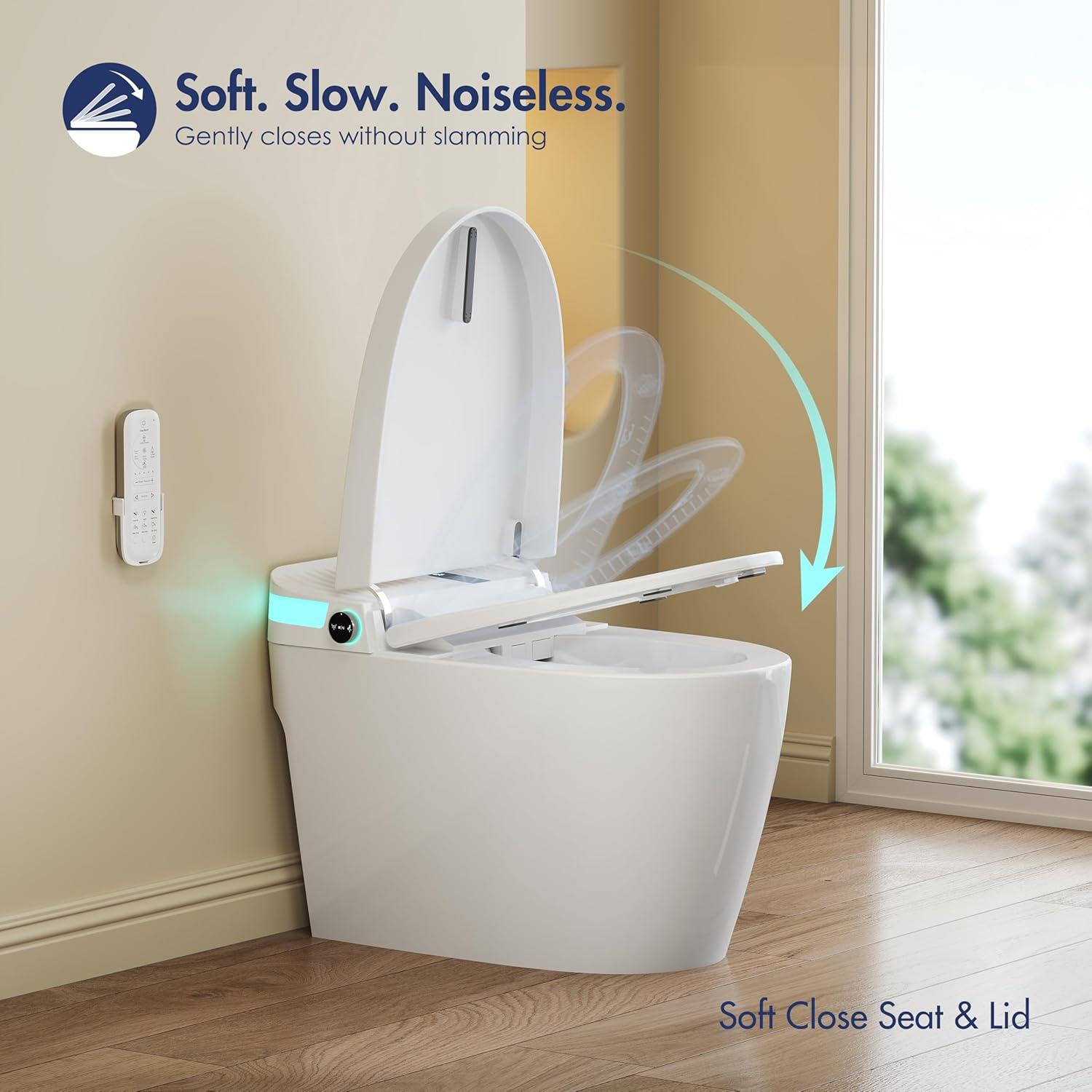 Eridanus White Vitreous China Smart Bidet Toilet with Heated Seat and Remote Control