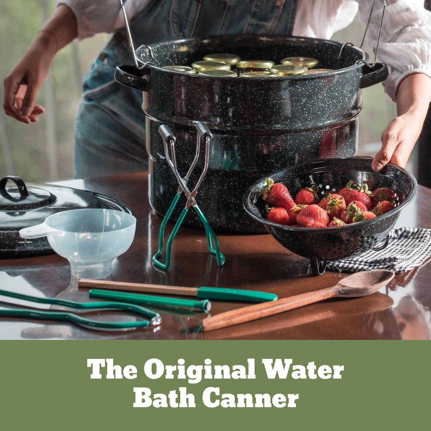 Granite Ware 9-Piece Enamelware Water Bath Canning Kit with 5 Essential Tools, Colander, and Rack – Complete Canning Supplies Starter Set