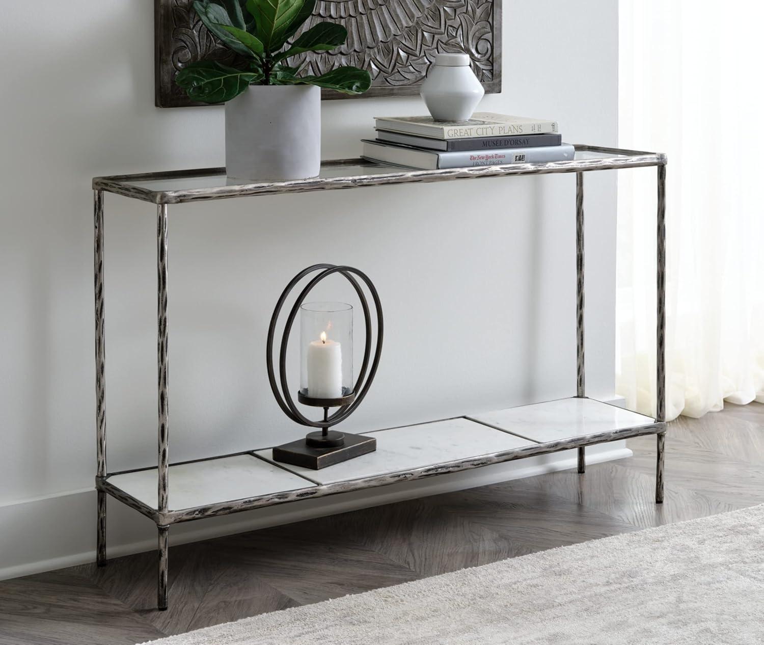 Signature Design by Ashley Casual Ryandale Console Sofa Table  Antique Pewter Finish