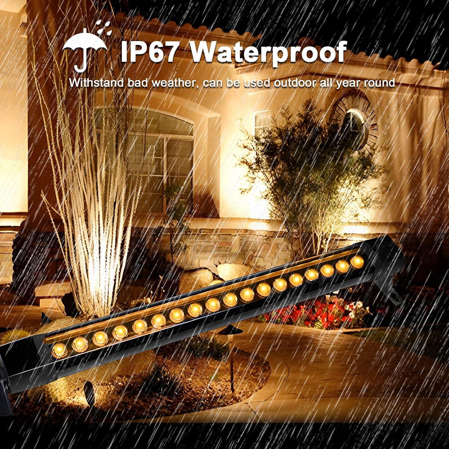 36W LED Wall Washer Light, 2FT 2700K Warm White Outdoor Wall Washer Lights, 120V Waterproof IP67 LED Light Bar for Outdoor, Plug-in (2 Pack)