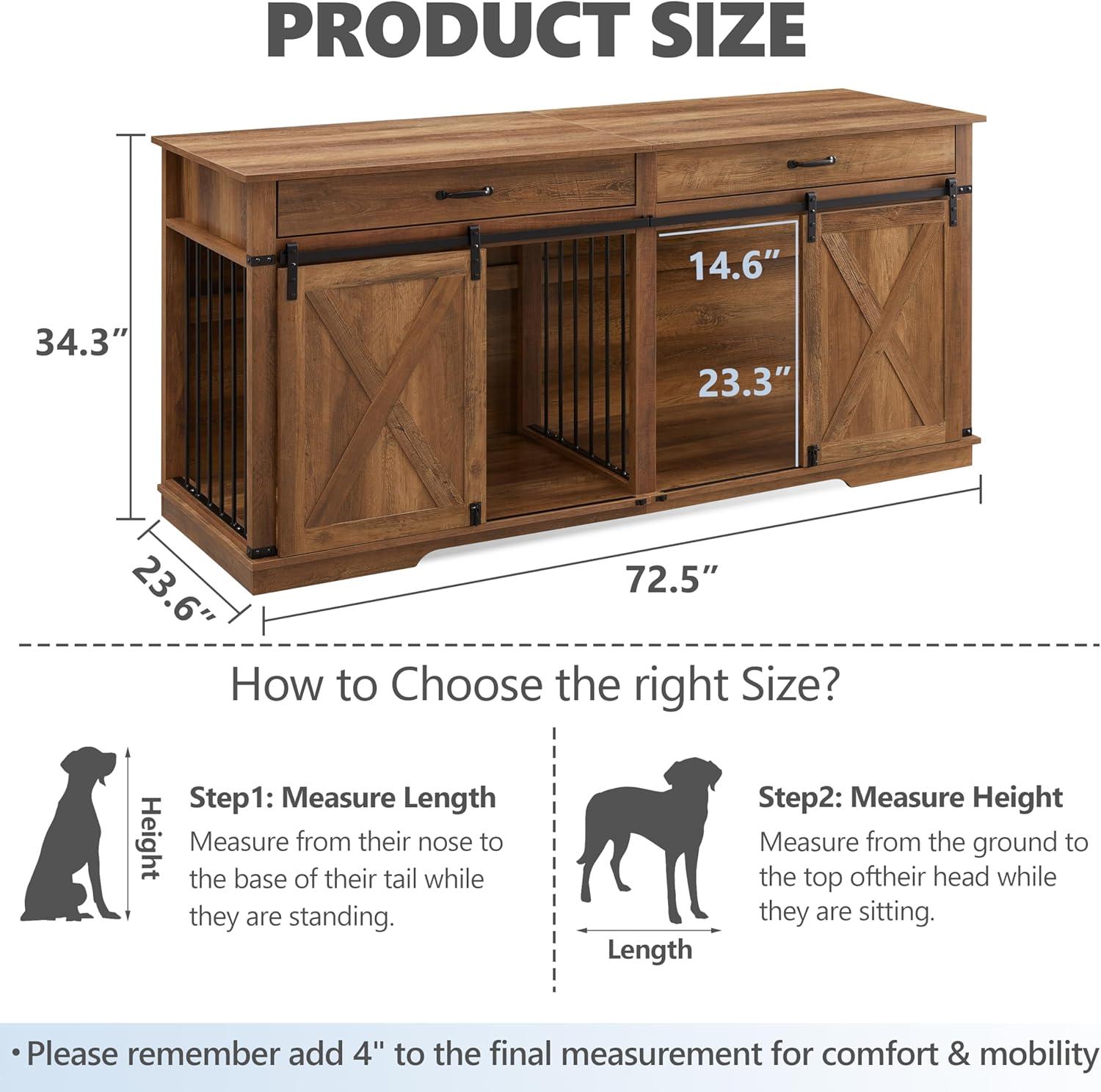 Tucker Murphy Pet™ 37.8''W Modern Dog Crate Furniture With Drawer And Sliding Door