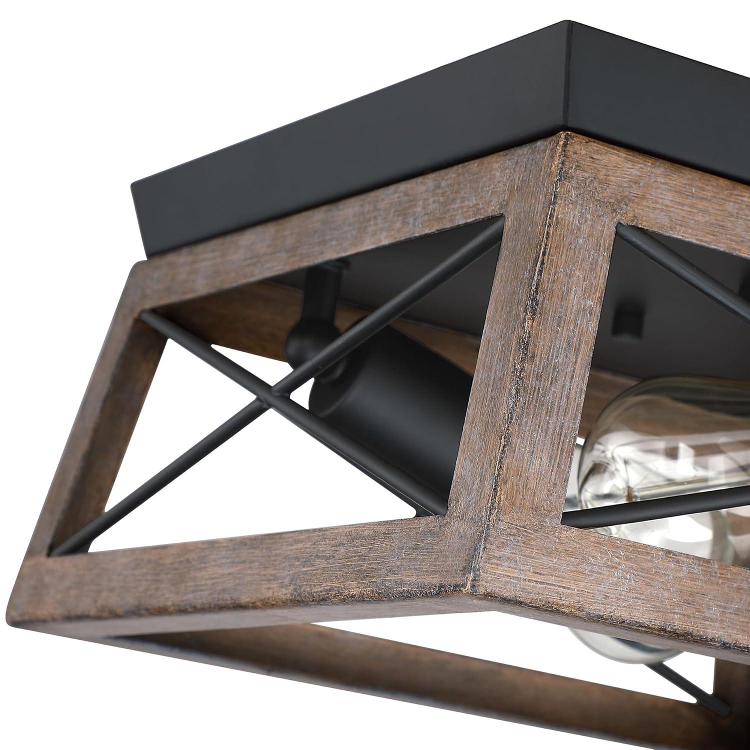 2-Light Finished Cage Classic Modern Dimmable Flush Mount Light