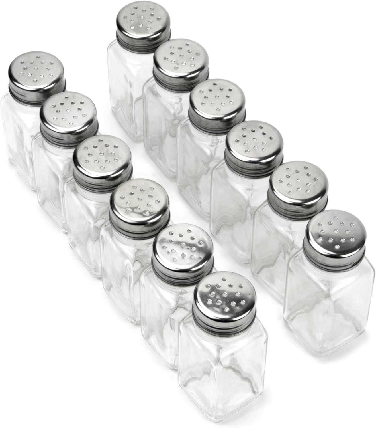 Back of House Ltd. Salt & Pepper, Spices, Seasonings Shakers - Stainless Steel & Glass Restaurant Home Kitchen - 12 Standard