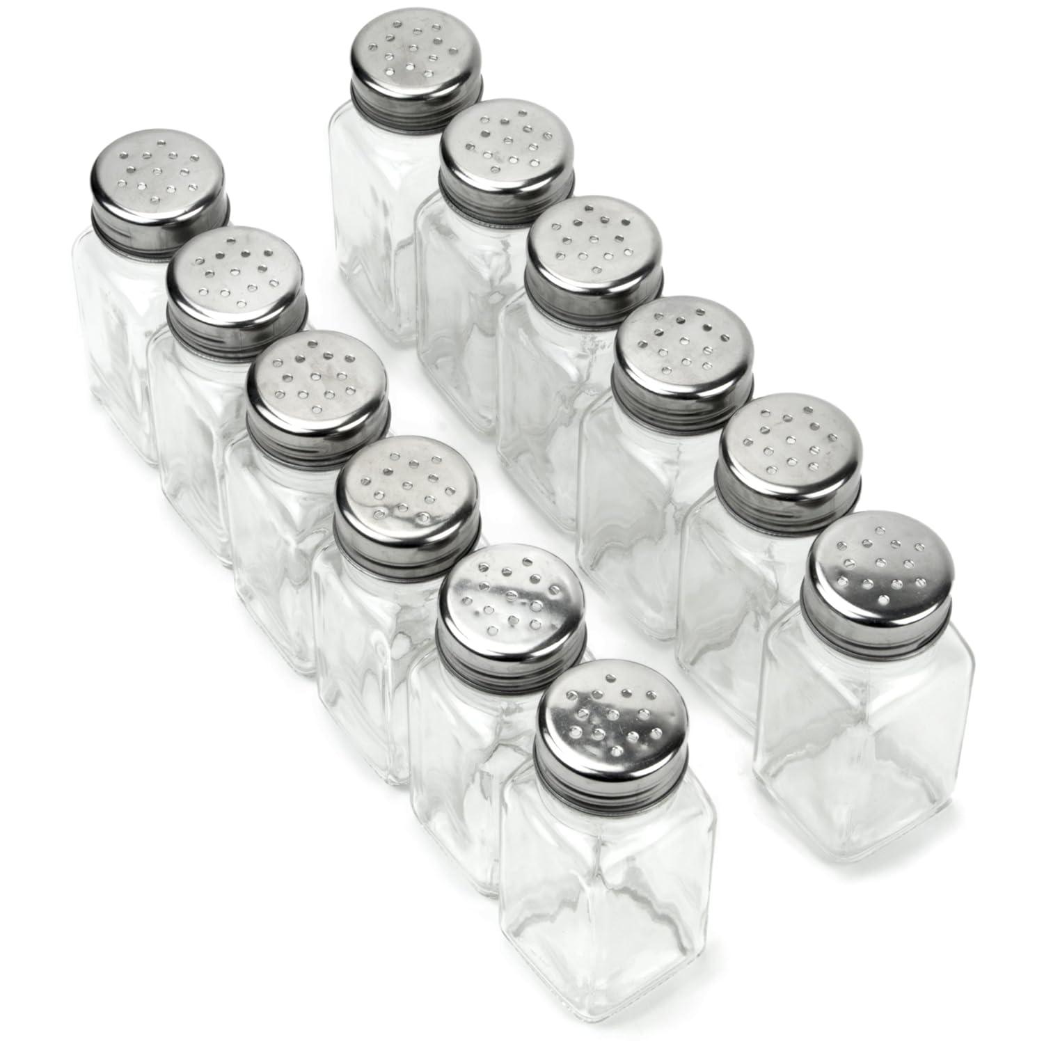 Back of House Ltd. Salt & Pepper, Spices, Seasonings Shakers - Stainless Steel & Glass Restaurant Home Kitchen - 12 Standard