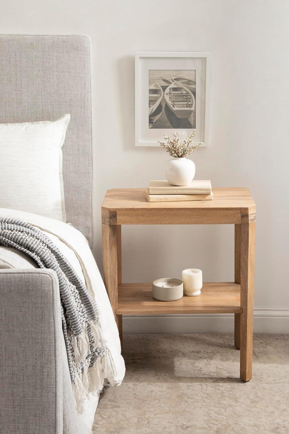 Kate and Laurel Talcott Rectangle Wood Side Table, 22x14x26, Natural