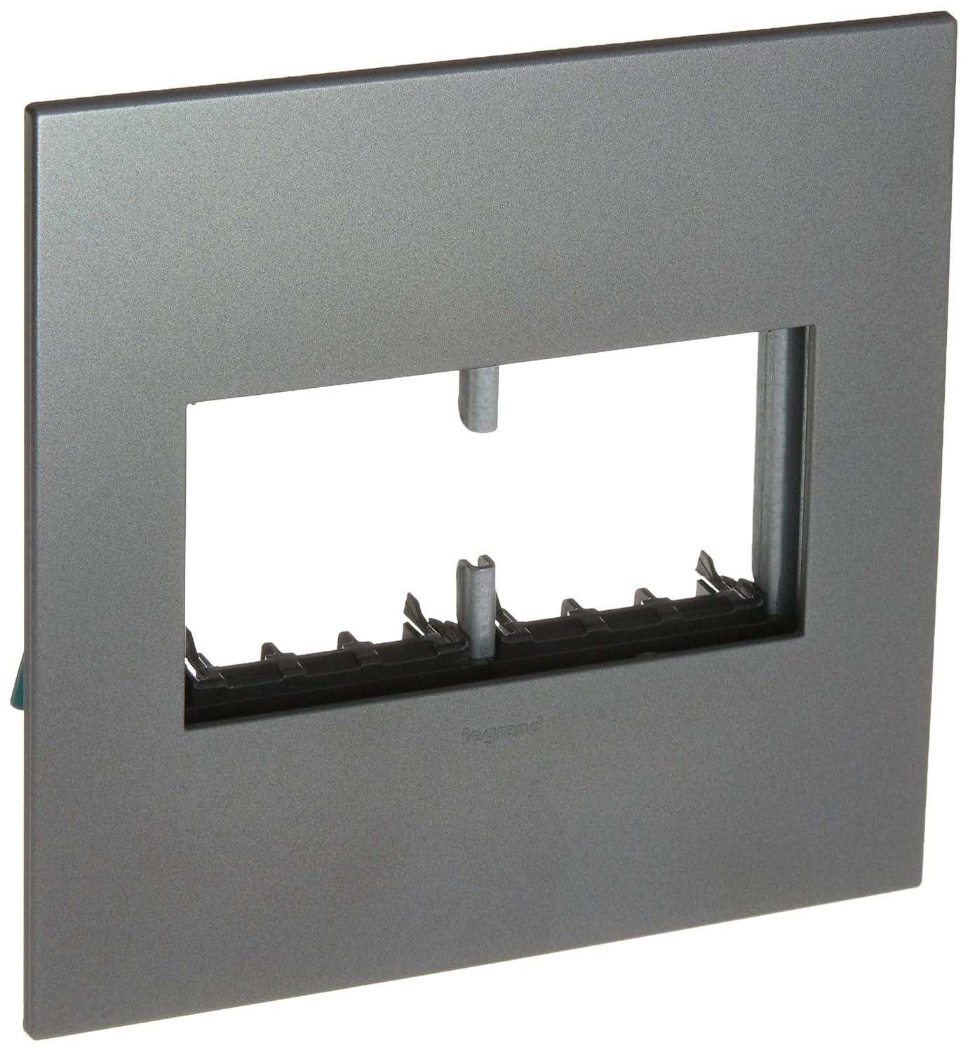 Magnesium 2-Gang Screwless Wall Plate with Metal Frame