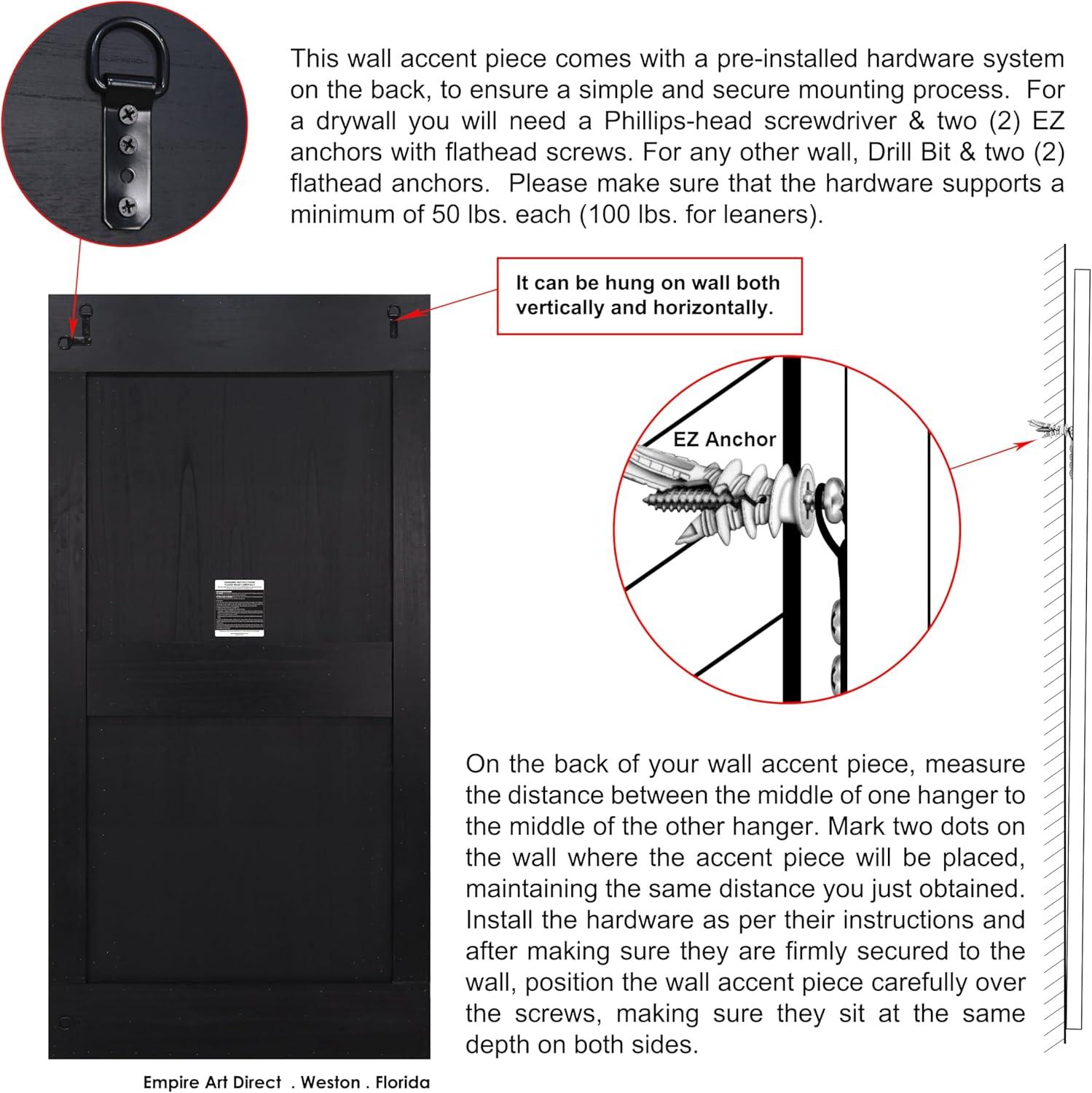 Empire Art Direct "Geometric Blocks" Hand Made Solid Paulownia Wood Beveled Leaner Mirror size 80" x 40"