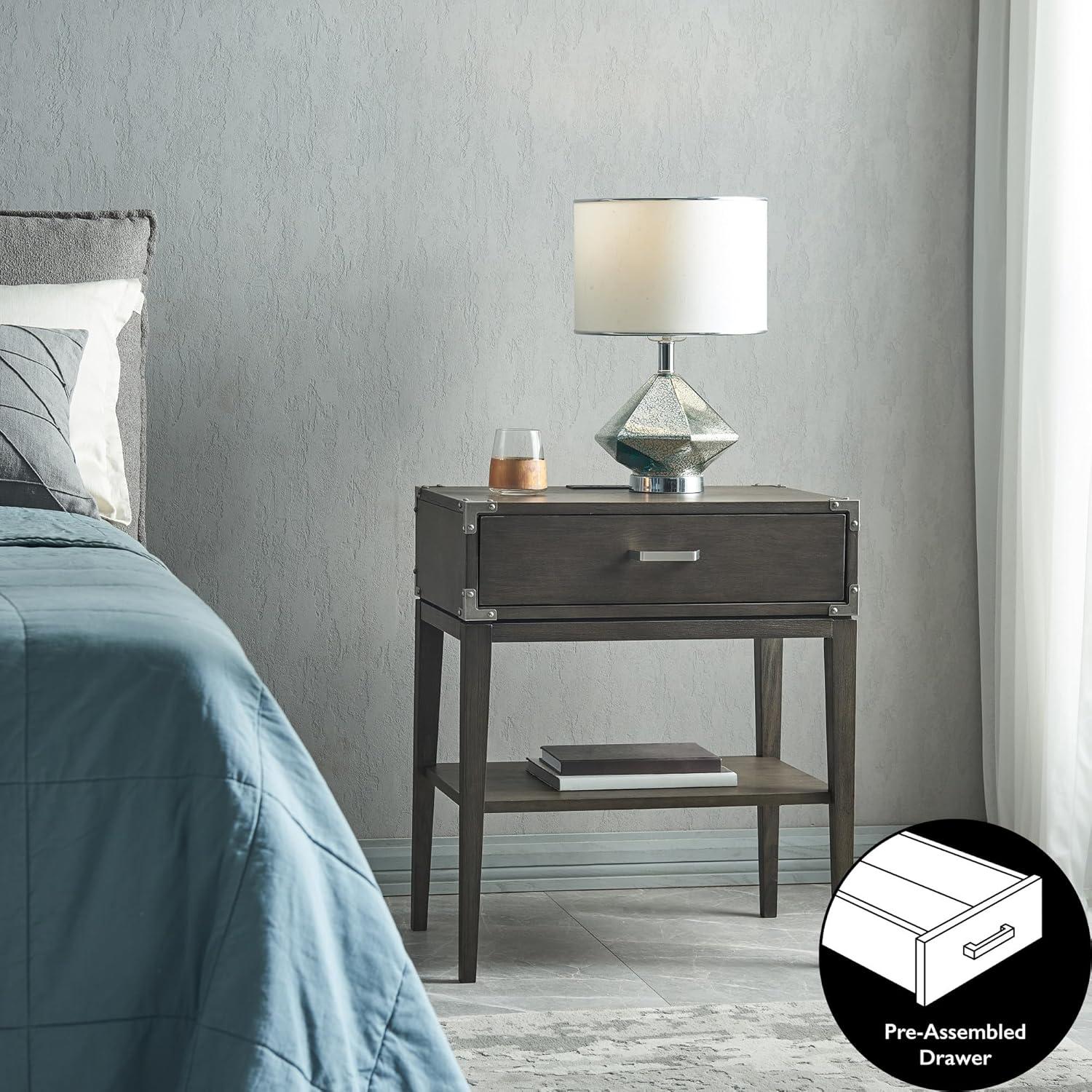 Red Barrel Studio® Beckett Solid + Manufactured Wood Side Table in Anthracite & Reviews | Wayfair