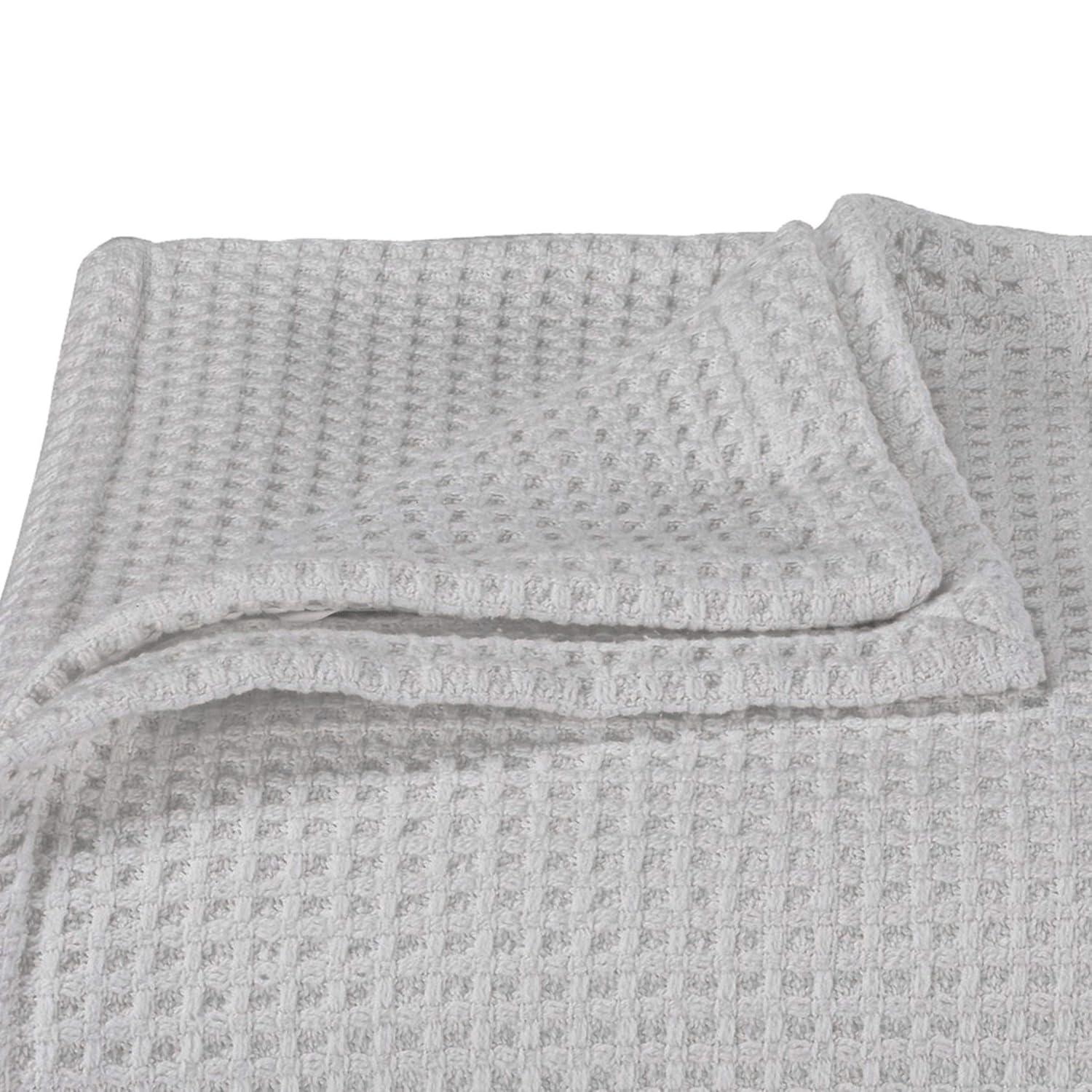 Waffleweave 1-Piece Light Gray Cotton King Blanket