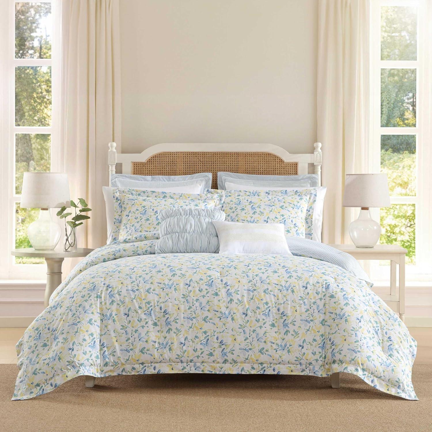 Laura Ashley Laura Ashley Nora Blue Cotton Comforter Bonus Set