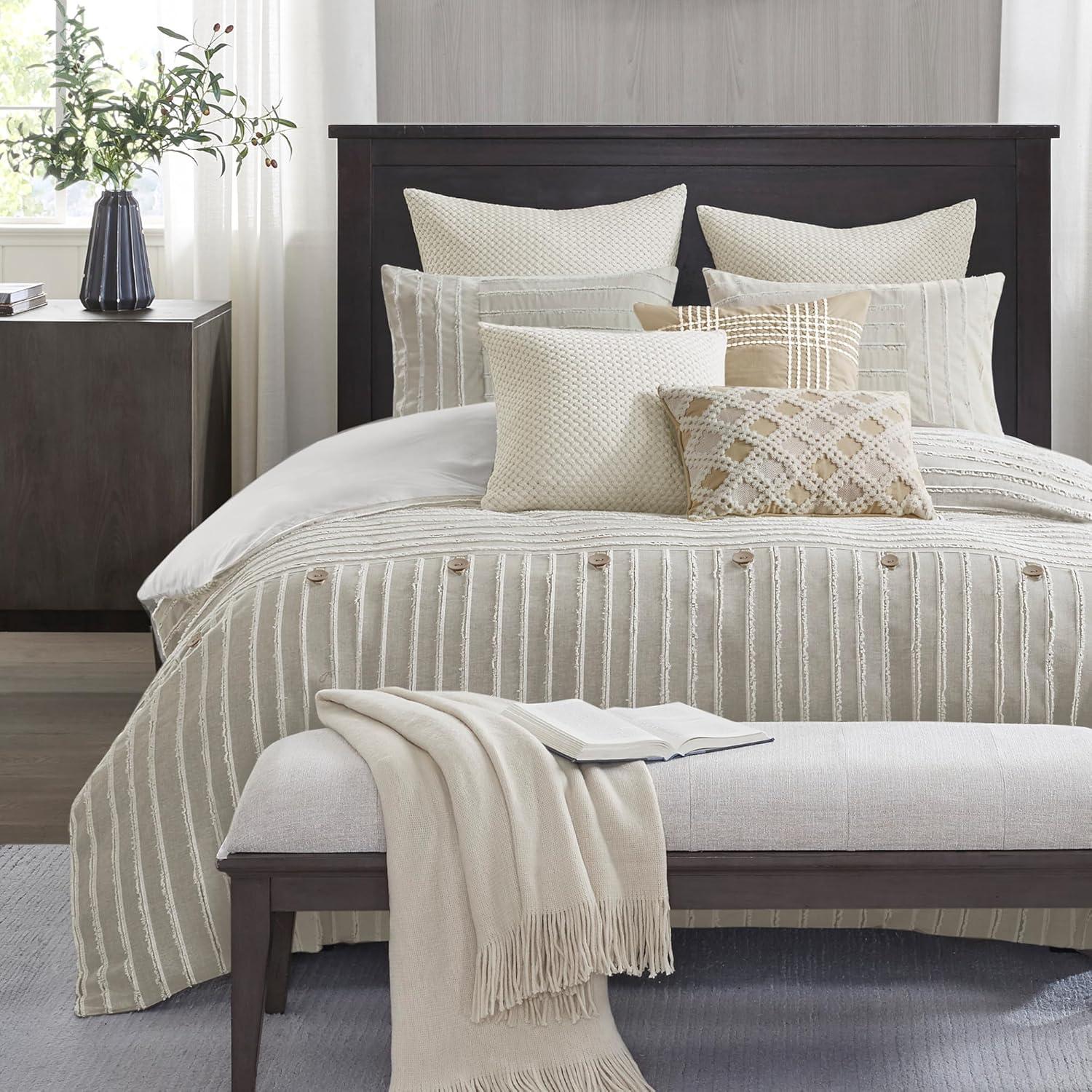 Madison Park Signature Essence Oversized Cotton Clipped Jacquard Comforter Set