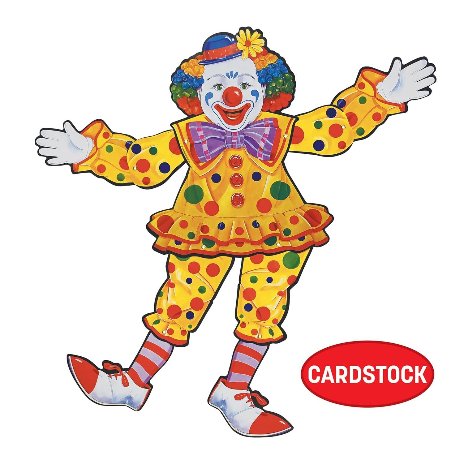 Colorful 30" Cardstock Circus Clown Wall Decoration