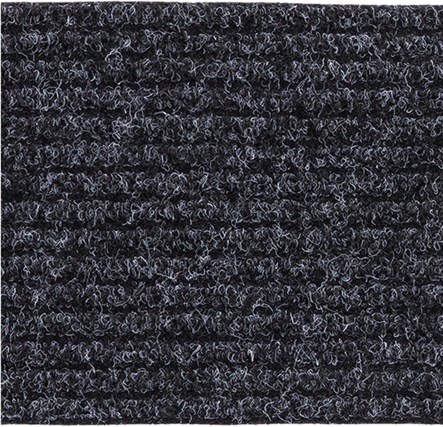 Ottomanson Non-Slip Rubberback Solid 8" x 30" Indoor/Outdoor Stair Treads for Stairs, Garage, Patio, 7 Pack, Black