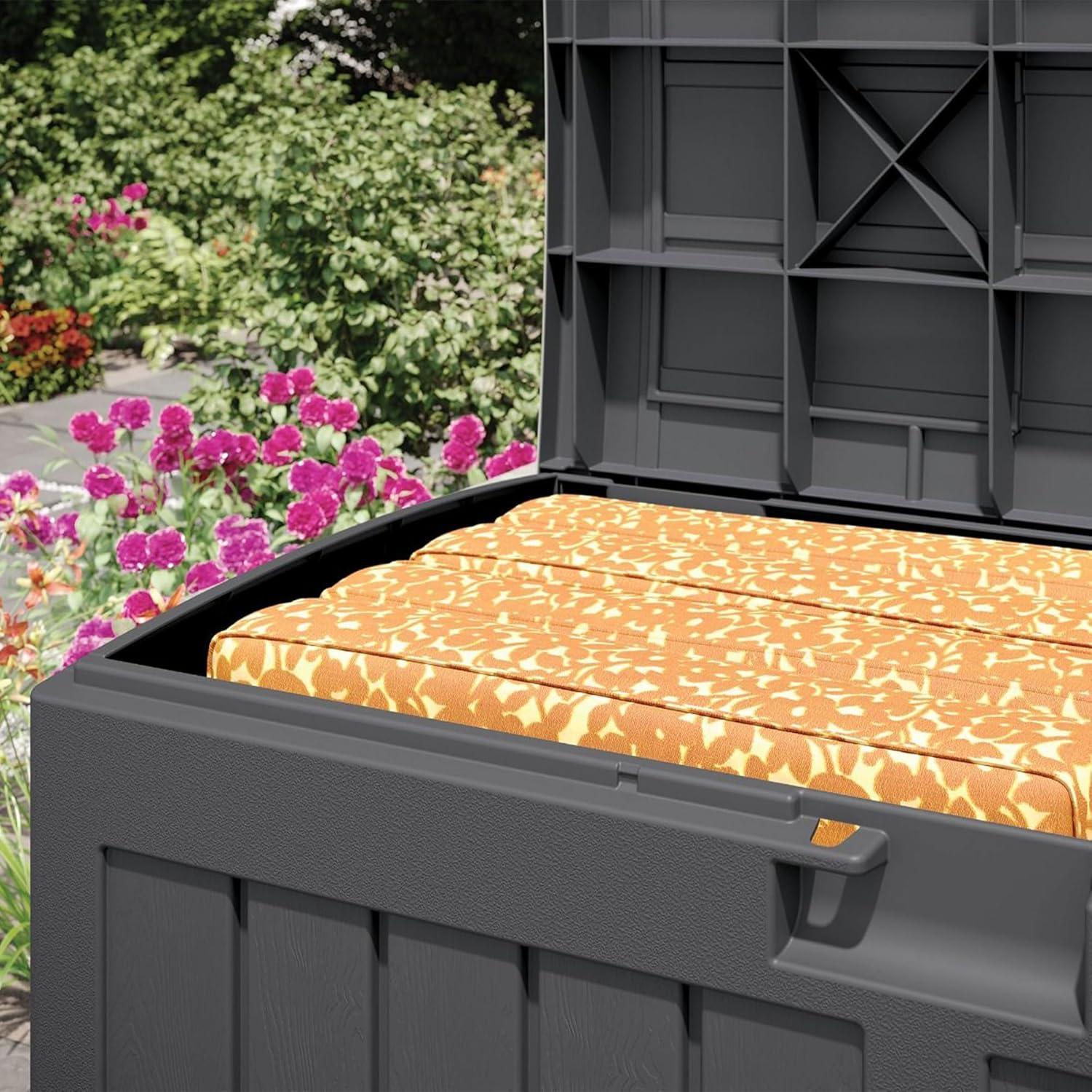 Suncast Suncast 50 Gallon Plastic Deck Box with Molded Lockable Feature for Home, Gray