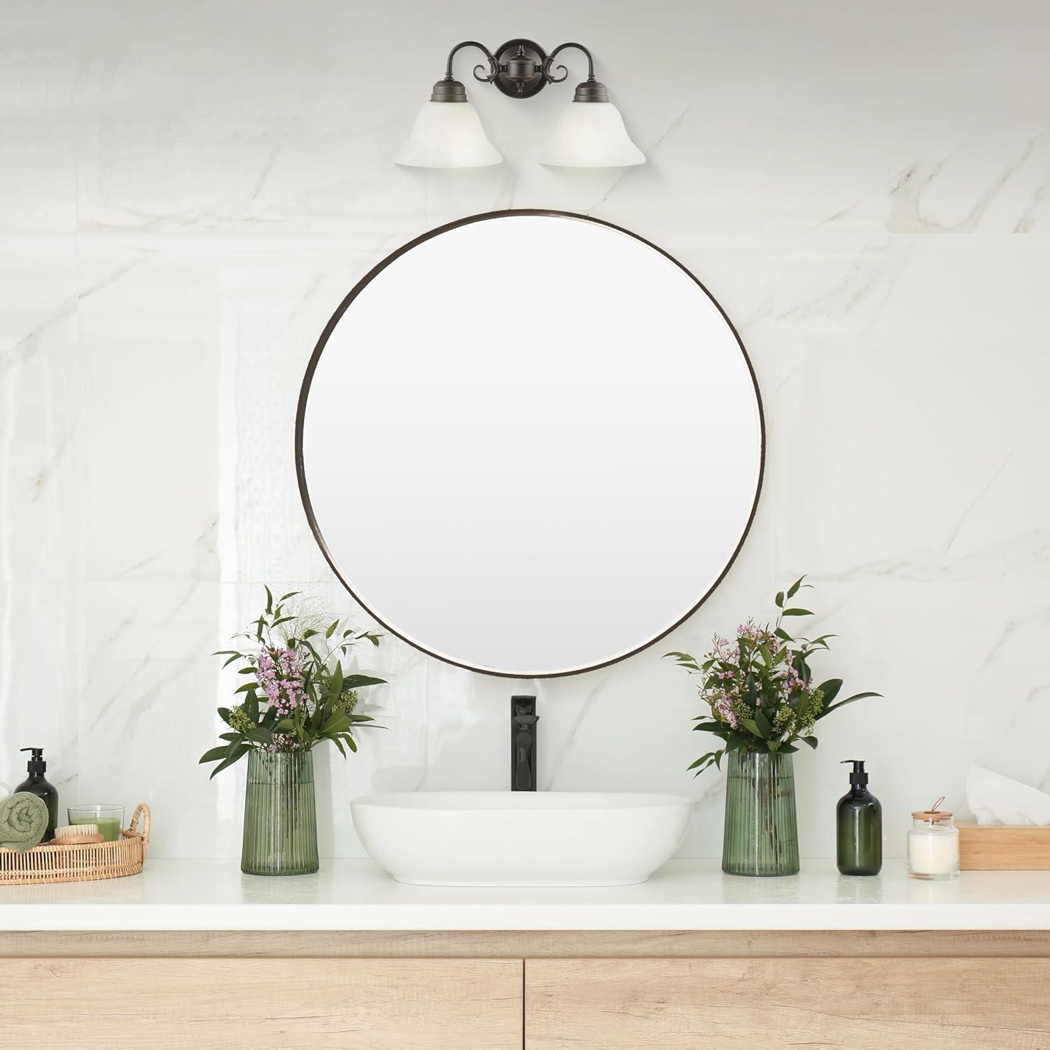 Design House Millbridge 2-Light Dimmable Vanity or Wall Light with Frosted Glass Shades, Oil Rubbed Bronze