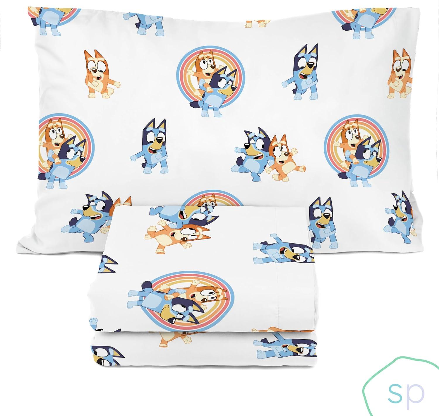 Saturday Park Saturday Park Bluey Rainbow 100% Organic Cotton Sheet Set