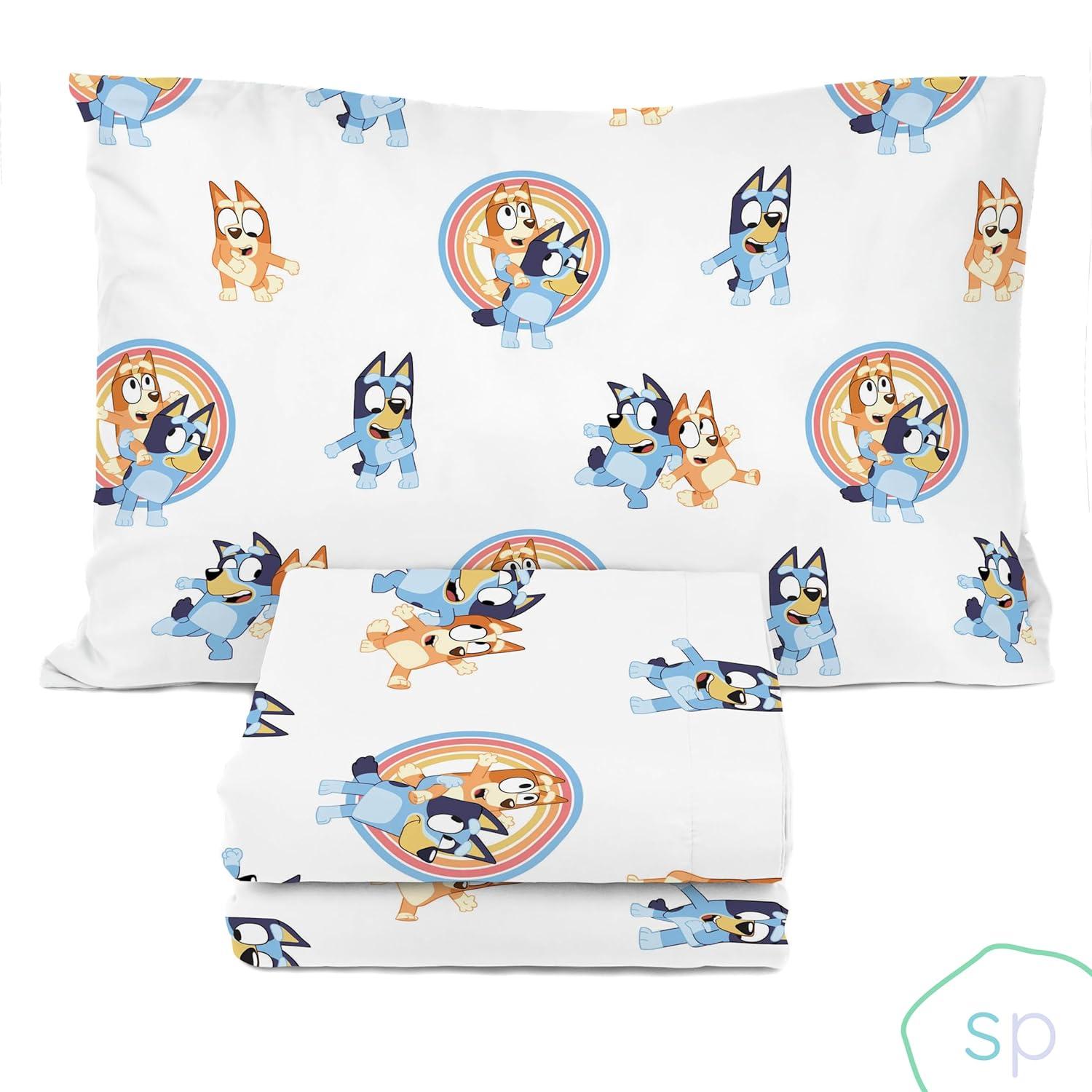 Saturday Park Saturday Park Bluey Rainbow 100% Organic Cotton Sheet Set