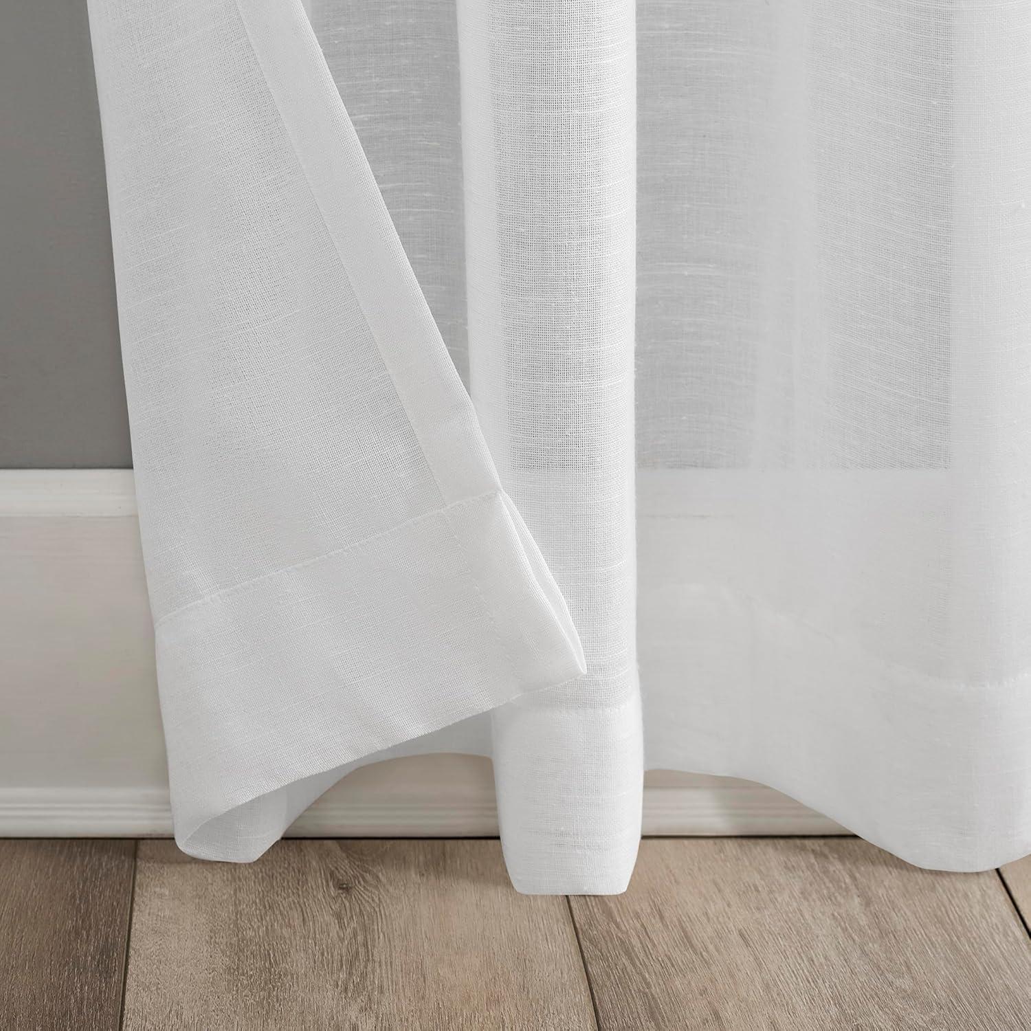 95"x52" Slub Textured Linen Blend Grommet Top Curtain White - Archaeo: Modern Light Filtering Panel