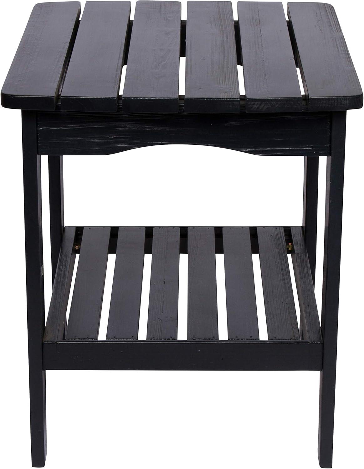 Shine Company Rectangular Traditional Wood Indoor/Outdoor Side Table in Black