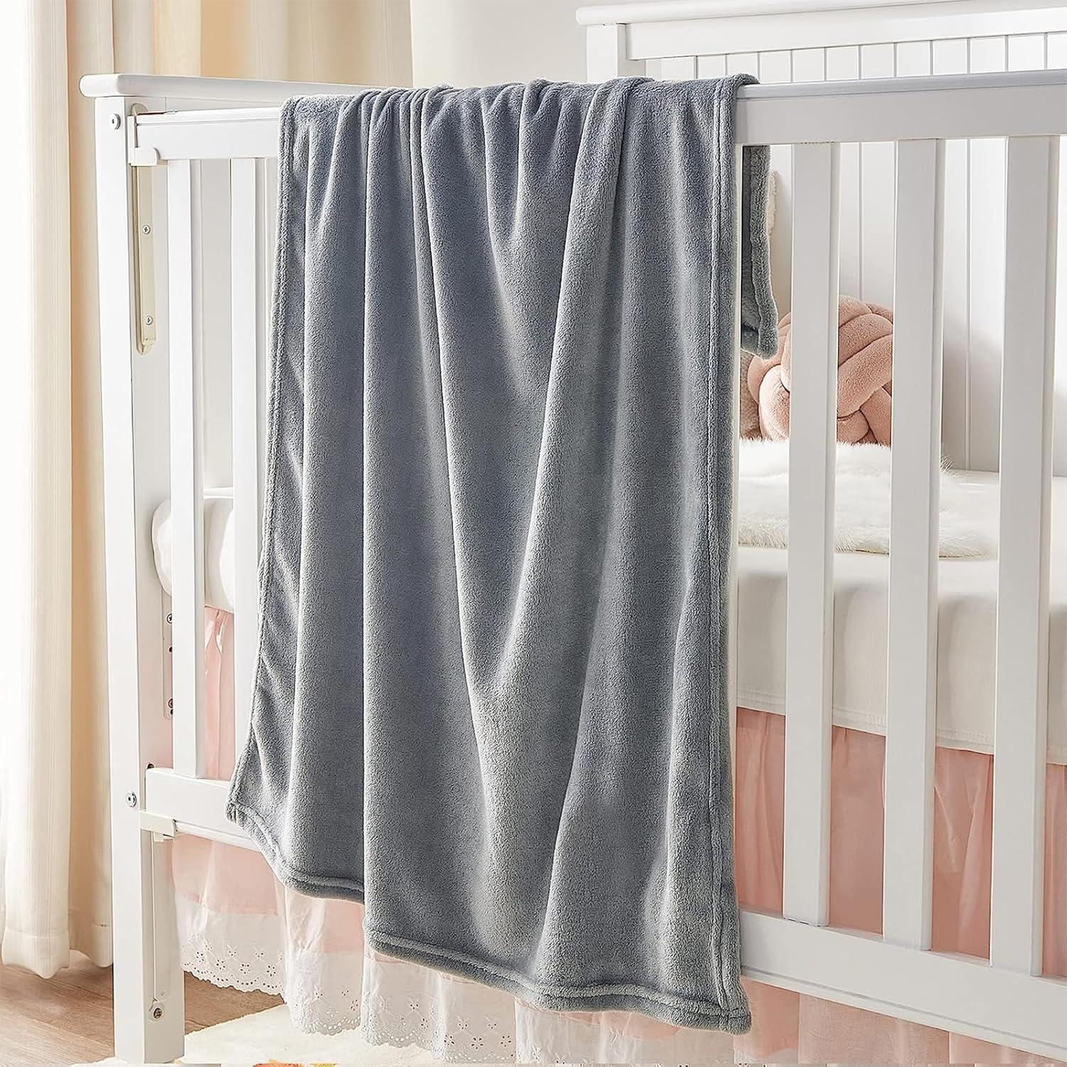 KMUSET Kids Blanket for Boys Girls 30x40 inches, Soft Cozy Fuzzy Swaddle Throw Blanket, Small Fleece Blanket for Crib Stroller, Grey