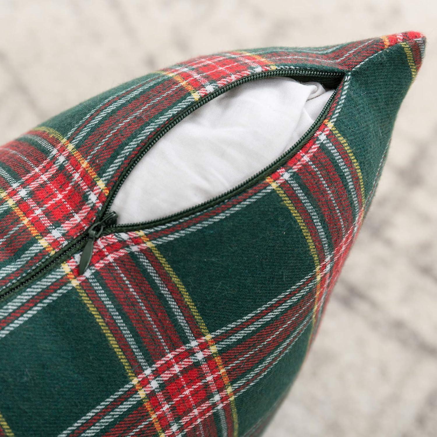 Textiles Hub Pack Of 2 Christmas Plaid Decorative Throw Pillow Covers Scottish Tartan Cushion Case For Farmhouse Home Holiday Decor