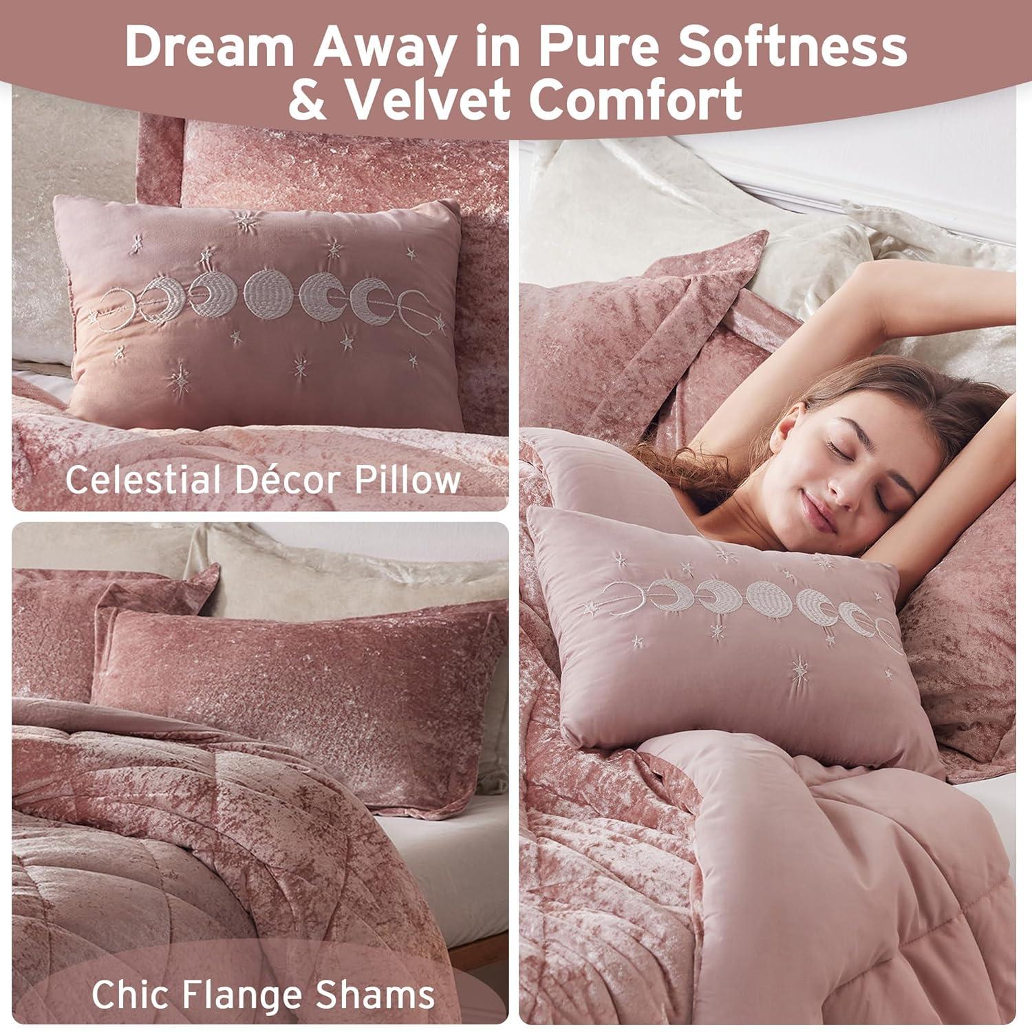 Intelligent Design Felicia Crushed Velvet Comforter Set with Throw Pillow