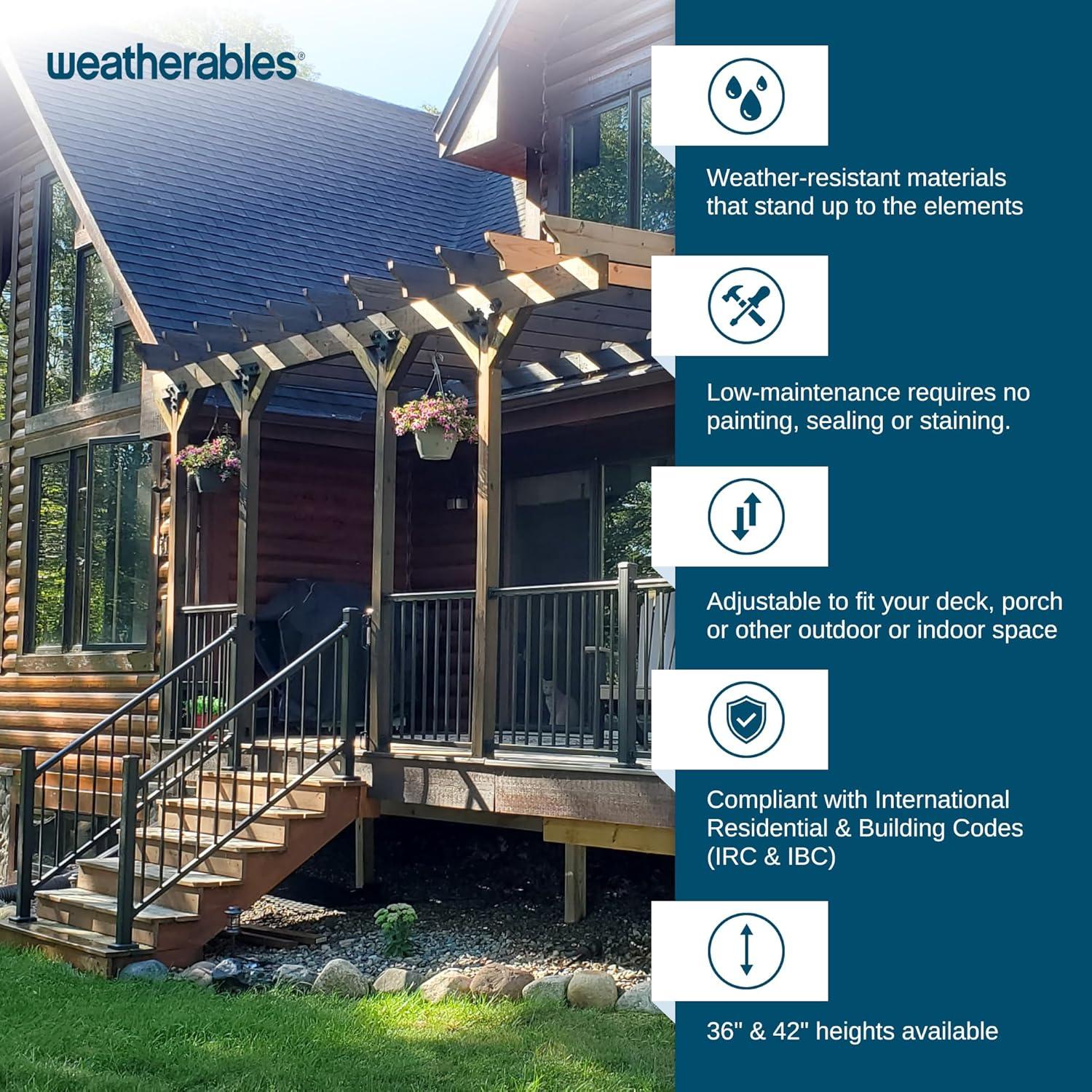 Weatherables 2-1/2-in x 2-1/2-in x 3-1/4-ft Textured Black Aluminum Deck Post