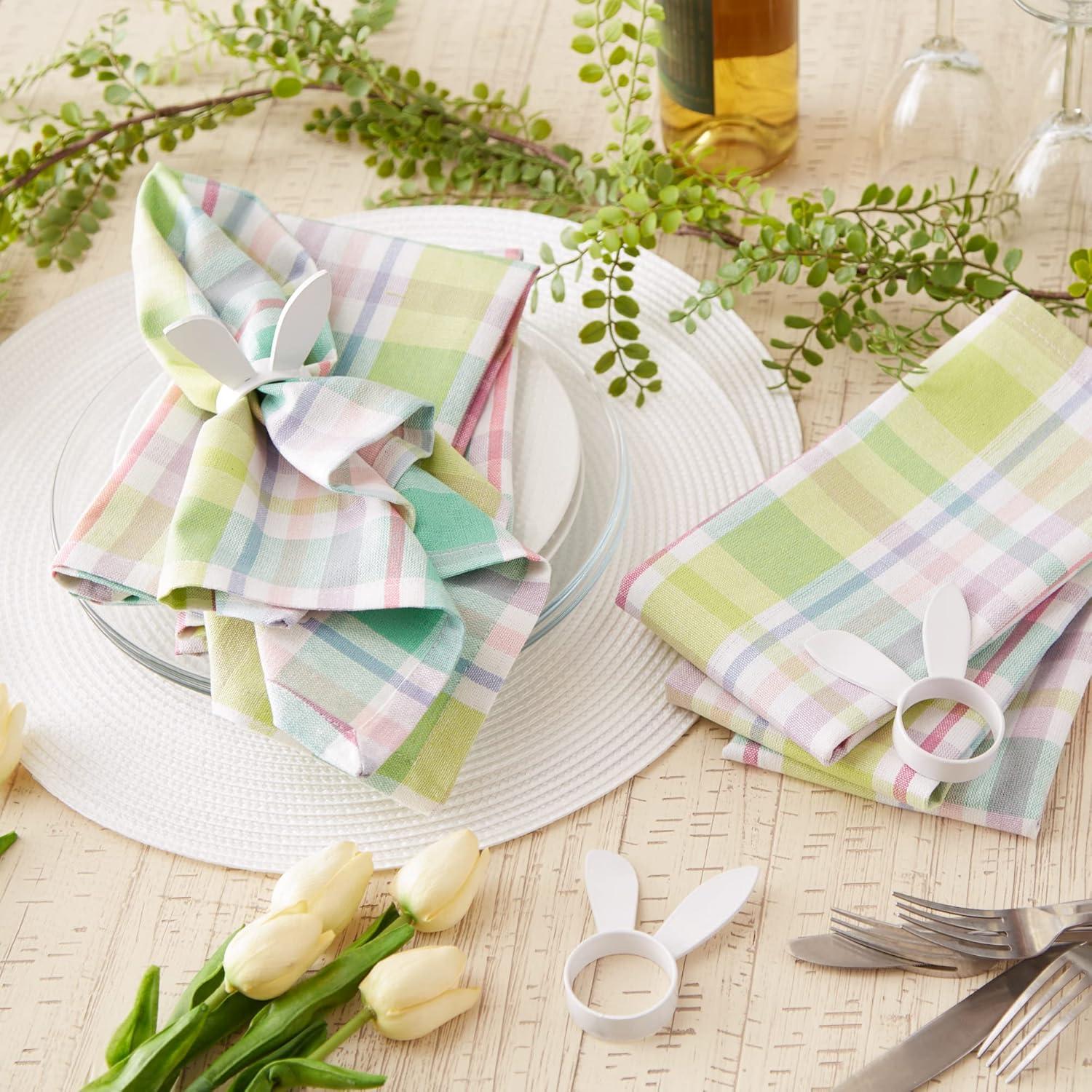 DII Spring Plaid Napkin (Set of 6), 20x20", 100% Cotton