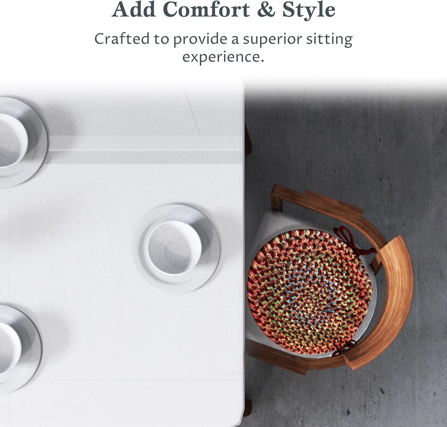 Rhody Rug Katie Braided Chair Pads by  (Set of 4) Burgundy