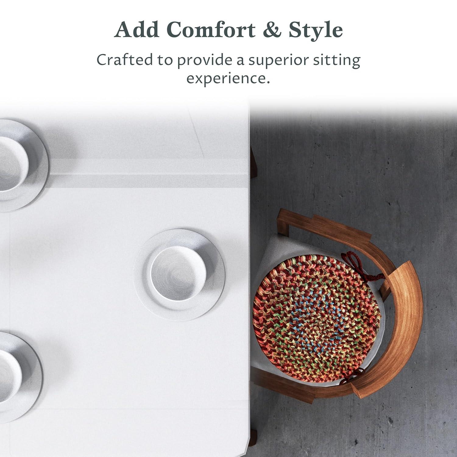 Rhody Rug Katie Braided Chair Pads by  (Set of 4) Burgundy