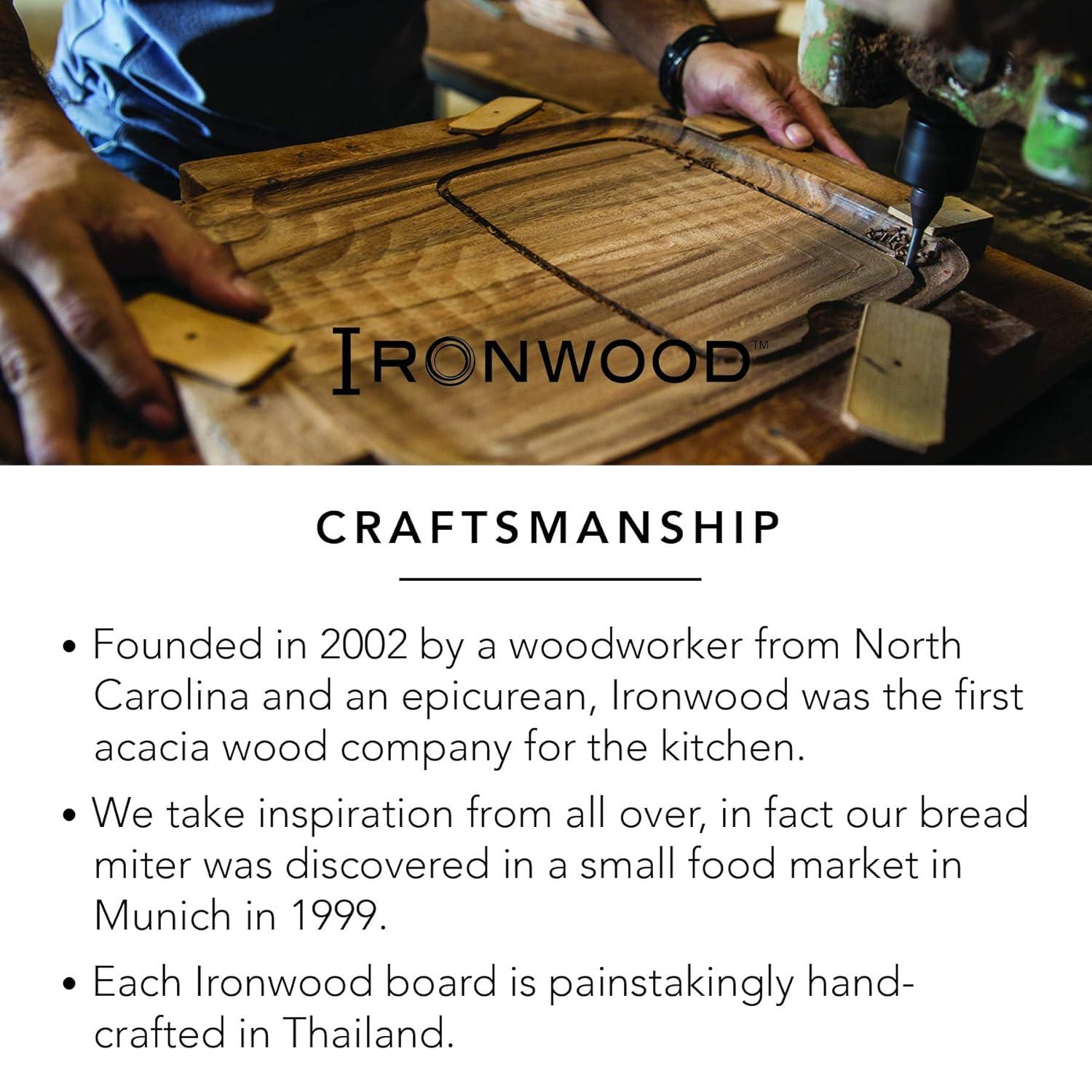 Ironwood Gourmet Multi-Use Circle Serving Board, Acacia Wood, 9 Inch Diameter Round Cutting Board