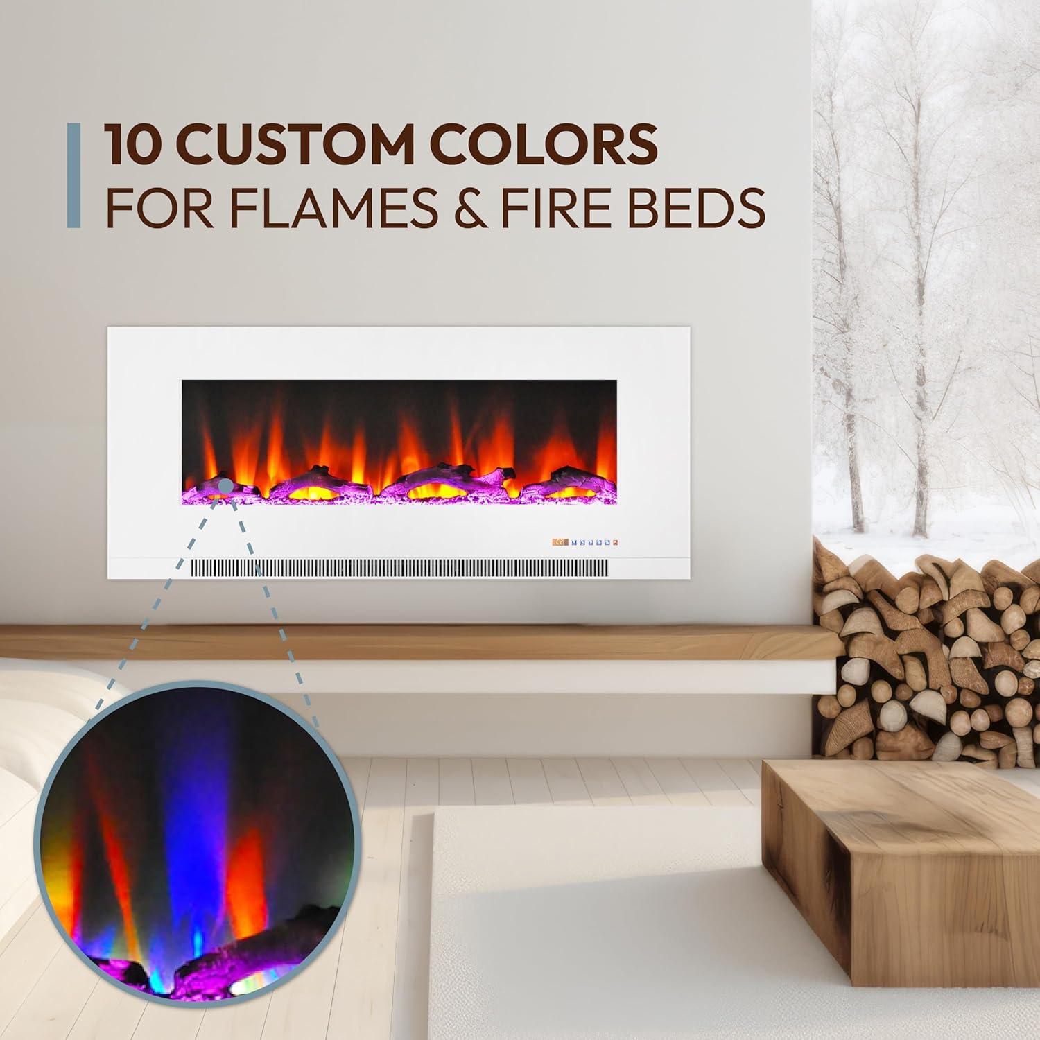 Cambridge Cambridge Wall Mount Electric Fireplace Heater with Remote Control for Indoor Use in Living Room, Bedroom, Home Office