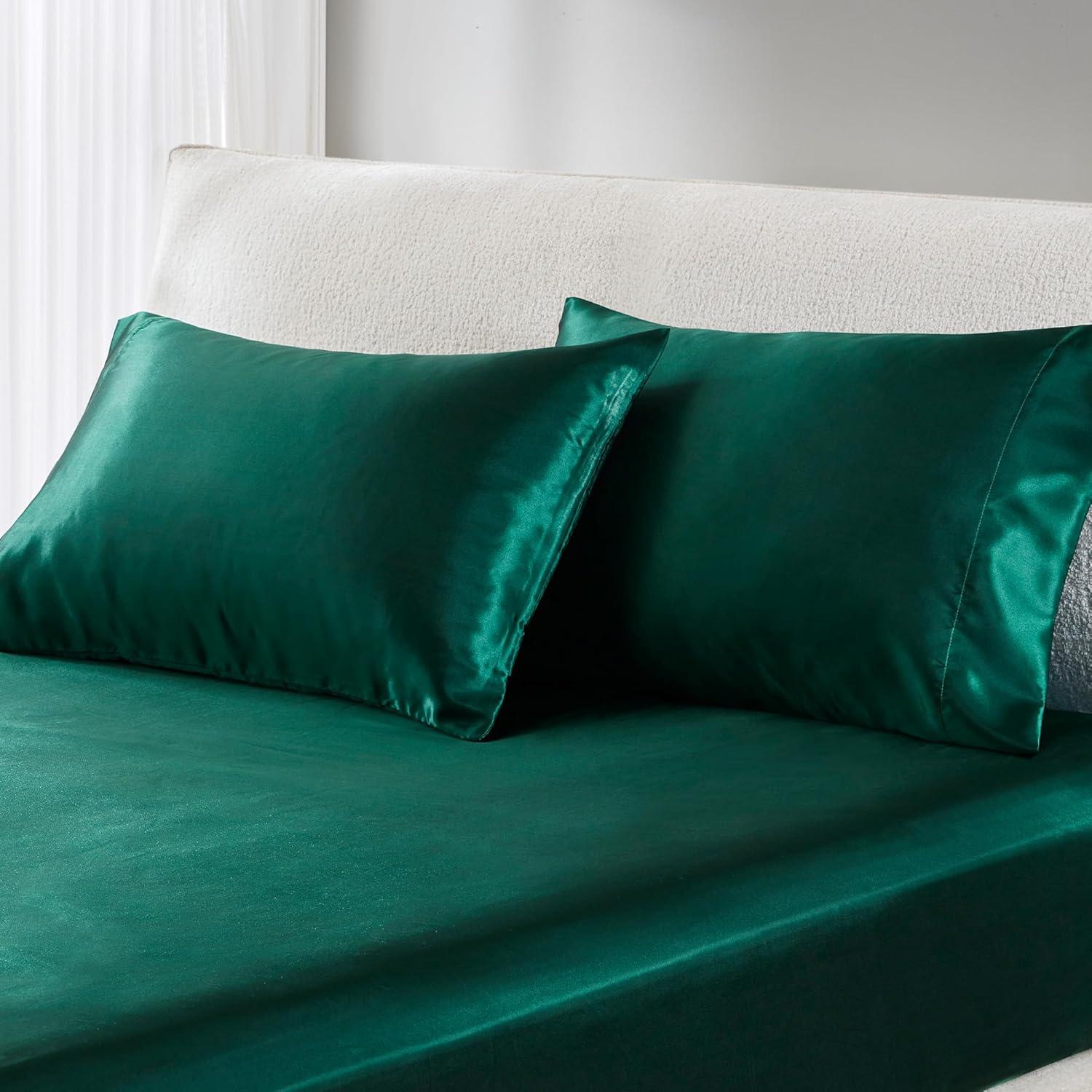 Madison Park King 2pc Satin Luxury Pillowcases Emerald