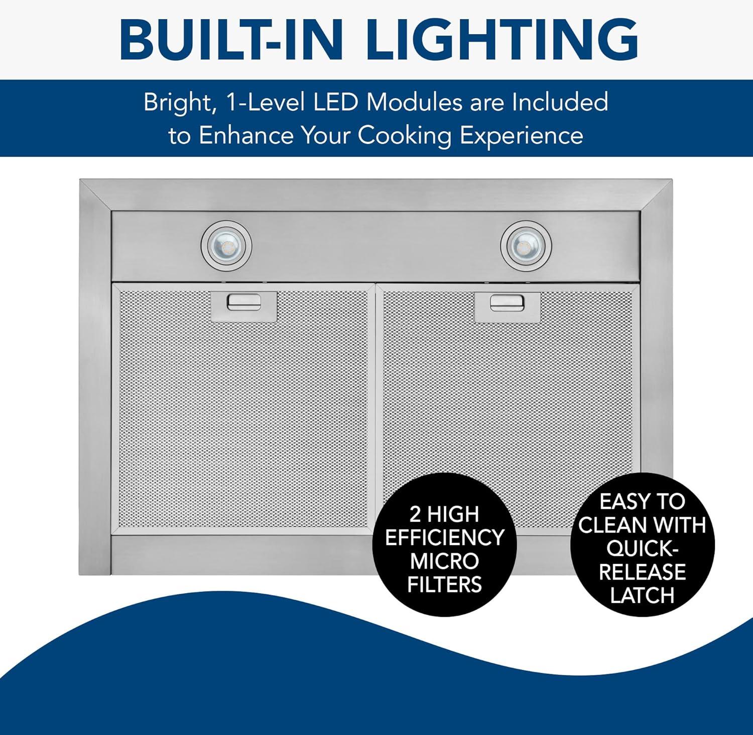 30 in. Convertible Wall Mount Low Profile Pyramidal Chimney Range Hood, 450 Max CFM, Stainless Steel