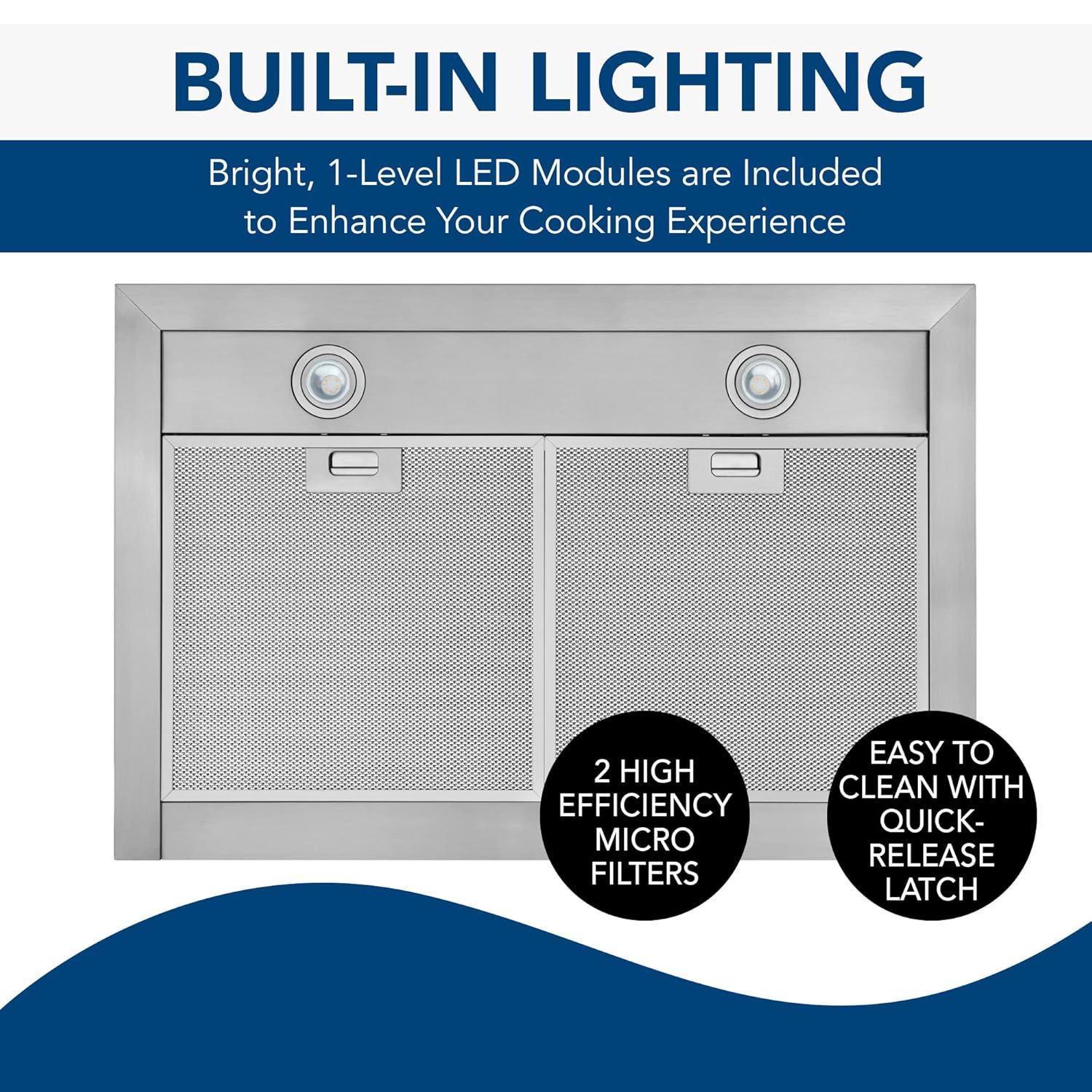 30 in. Convertible Wall Mount Low Profile Pyramidal Chimney Range Hood, 450 Max CFM, Stainless Steel