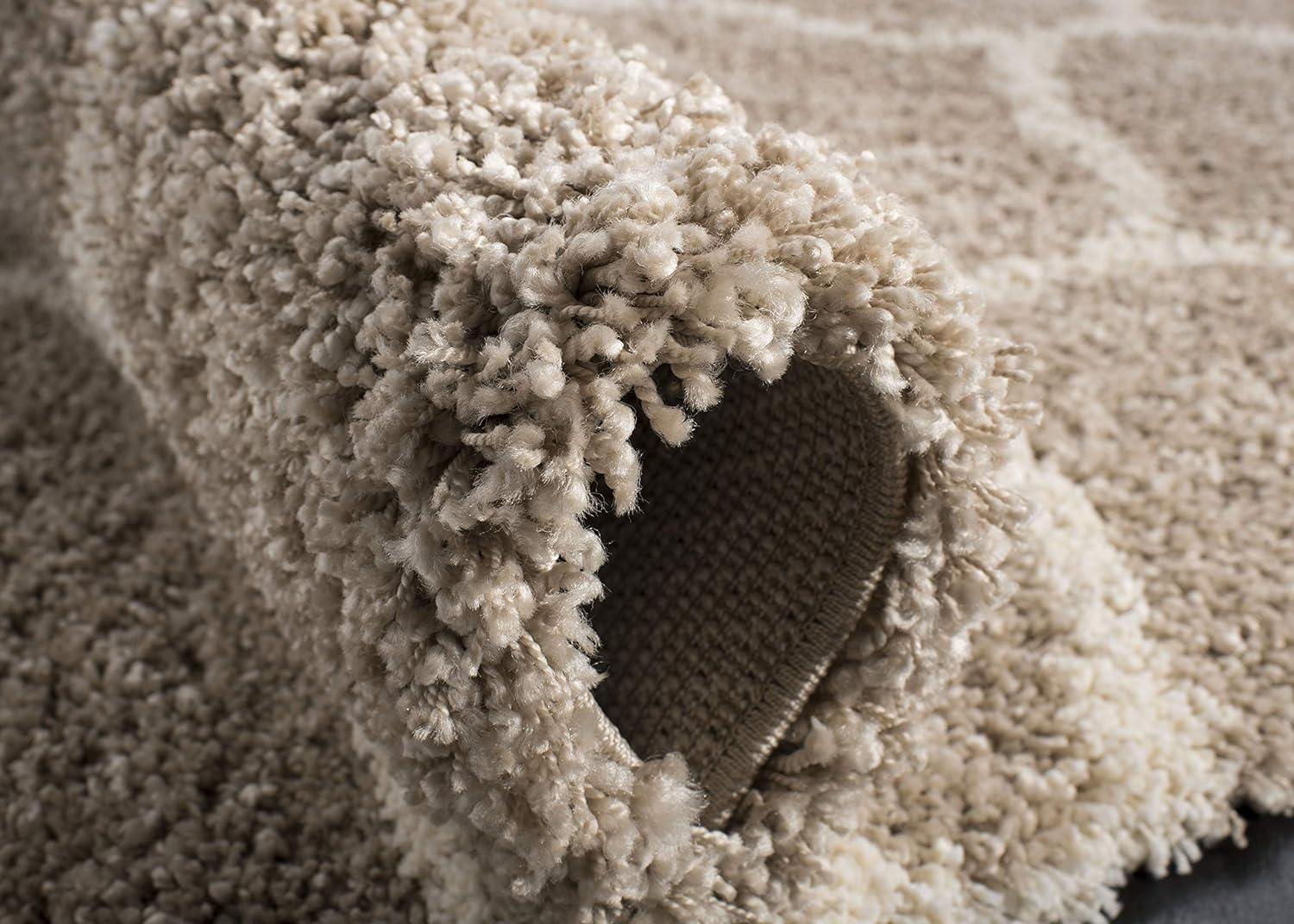 Hudson Shag SGH280 Power Loomed Indoor Area Rug - Beige/Ivory - 7'x7' Square - Safavieh