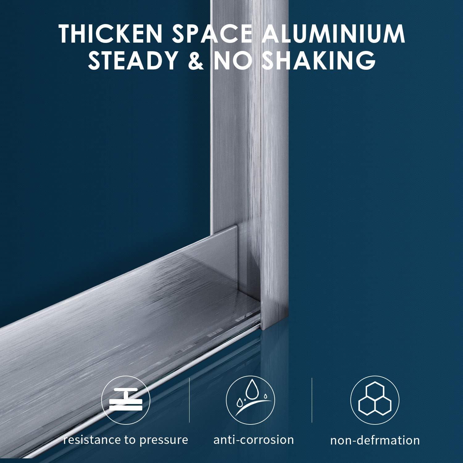 Sunny Shower Double Sliding Shower Door 54" W x 72" H in Brushed Nickel Finish