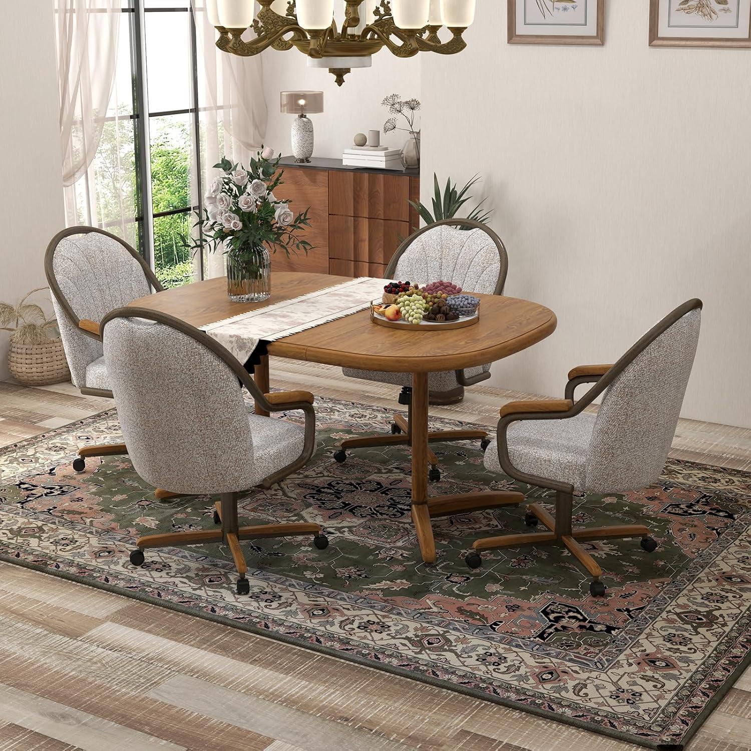 Chromcraft Douglas Swivel Dining Chair in Chestnut and Texture Bronze (Set of 2)