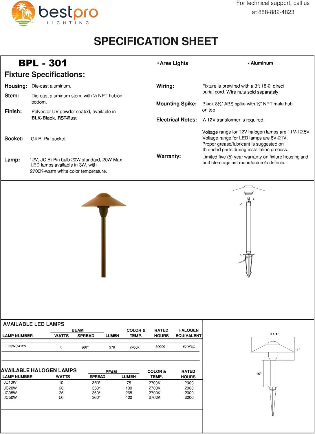 Black Cast Aluminum Low Voltage Mushroom Pathway Light