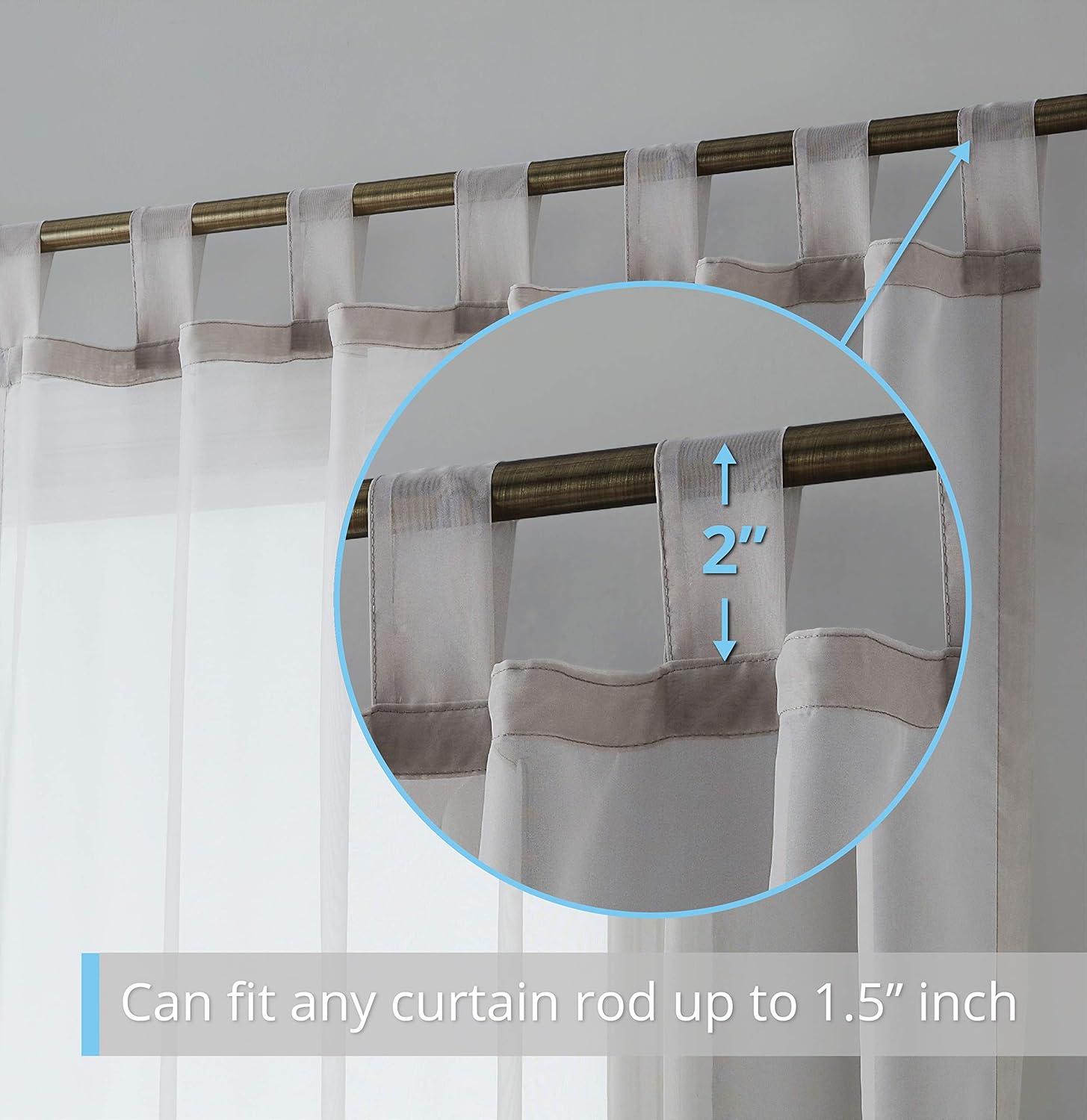 HLC.ME Semi Sheer Voile Light Filtering Transparent Window Curtain Grommet Panels - Set of 2 - Silver, 54 W x 84 L