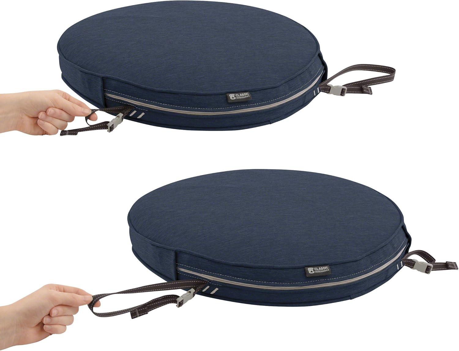 Classic Accessories Montlake FadeSafe Water-Resistant Patio Dining Seat Cushion, 18 x 2 inch, Heather Indigo
