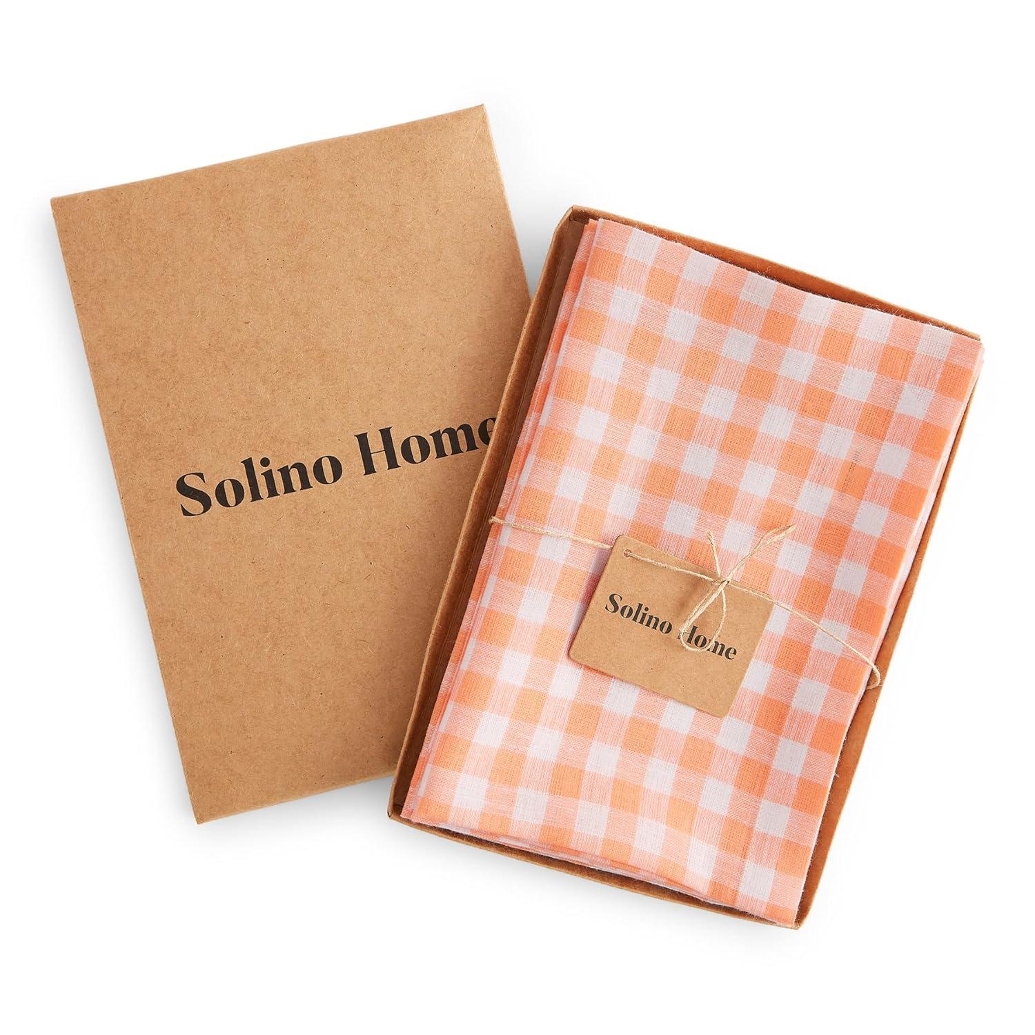 Solino Home Gingham Checks - 100% Pure Linen Placemats (Set of 4)