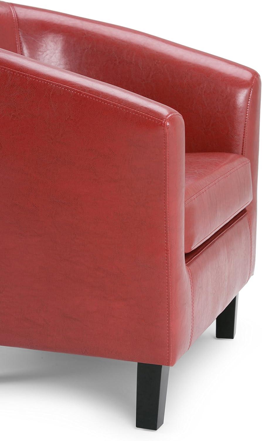 Simpli Home Austin 30"W Upholstered Vegan Faux Leather Contemporary Tub Accent Chair with High Arms and Deep Seat