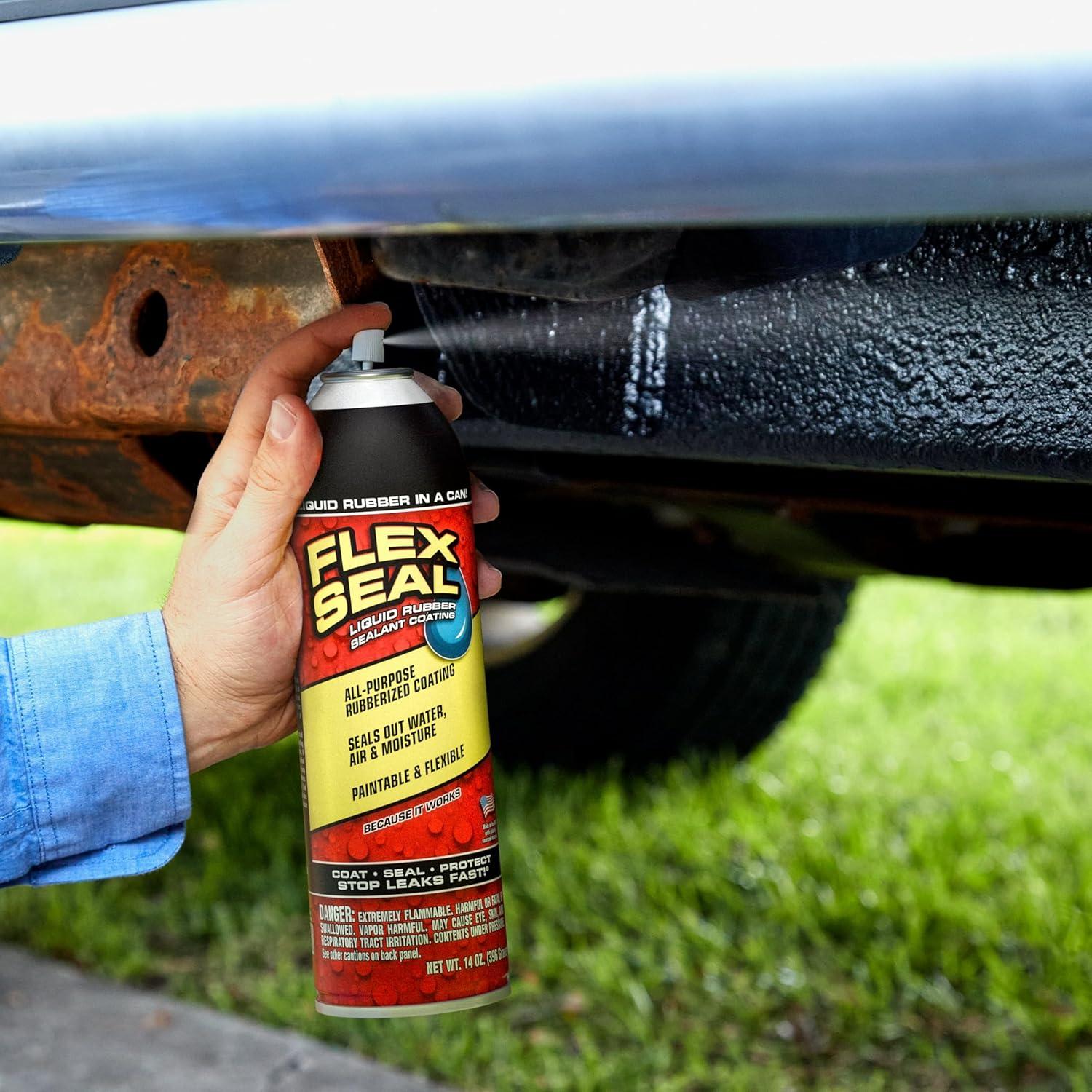 Flex Seal Automotive Aerosol Liquid Rubber Sealant Coating, 14 oz, Black
