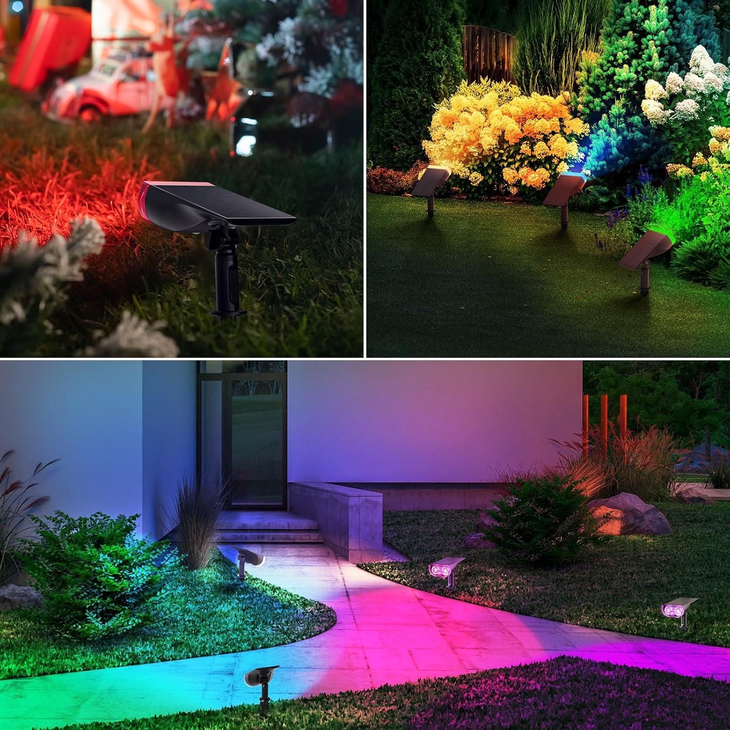 Linkind Solar Lights Outdoor, 350LM Outdoor Solar Spot Lights, Waterproof Christmas Decorations Lights for Garden, Yard, Landscape and Walkway, White, StarRayS (6 Pack, Daylight)
